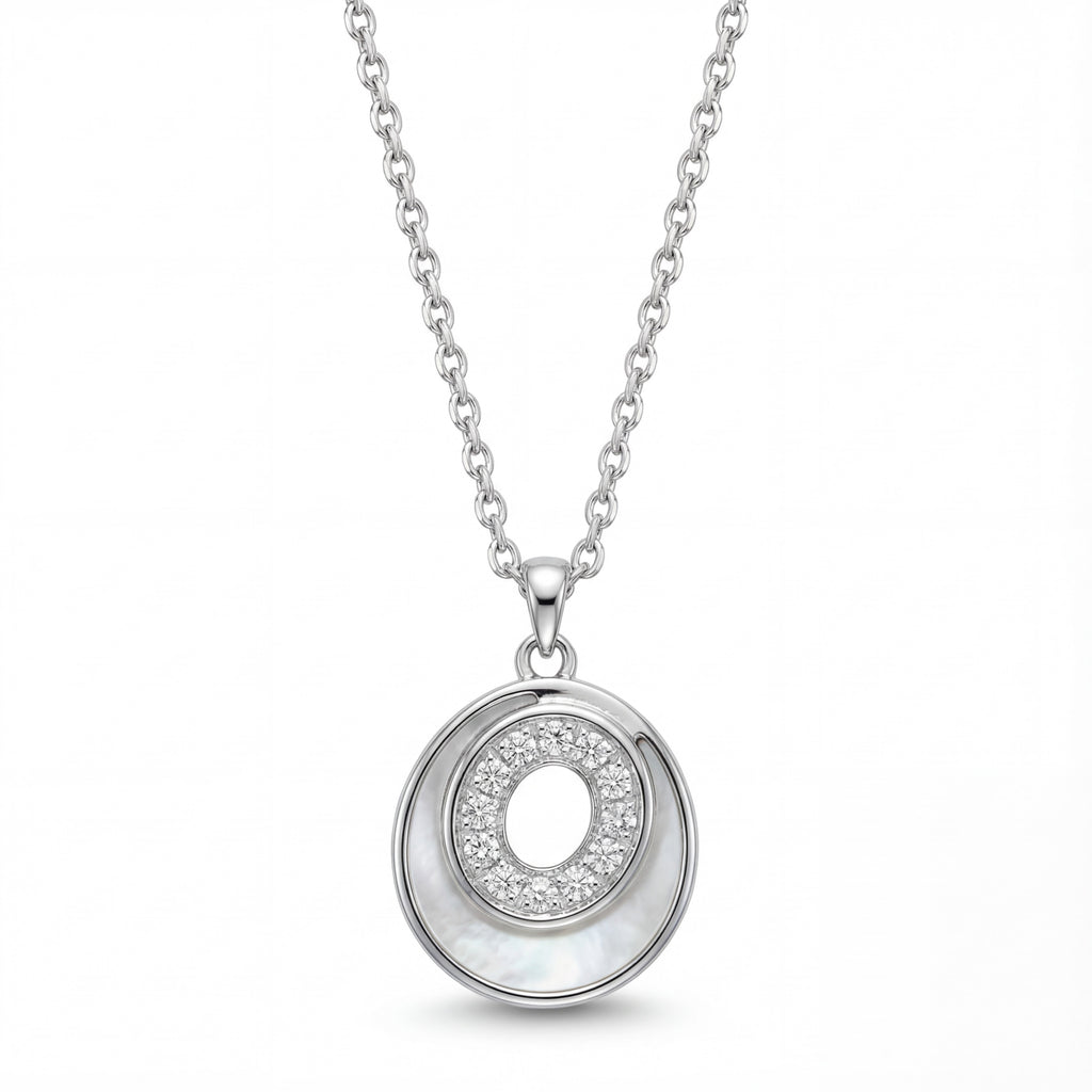 Korean Radiant Orbit Mother-Of-Pearl Halo Necklace : YUFSNL223