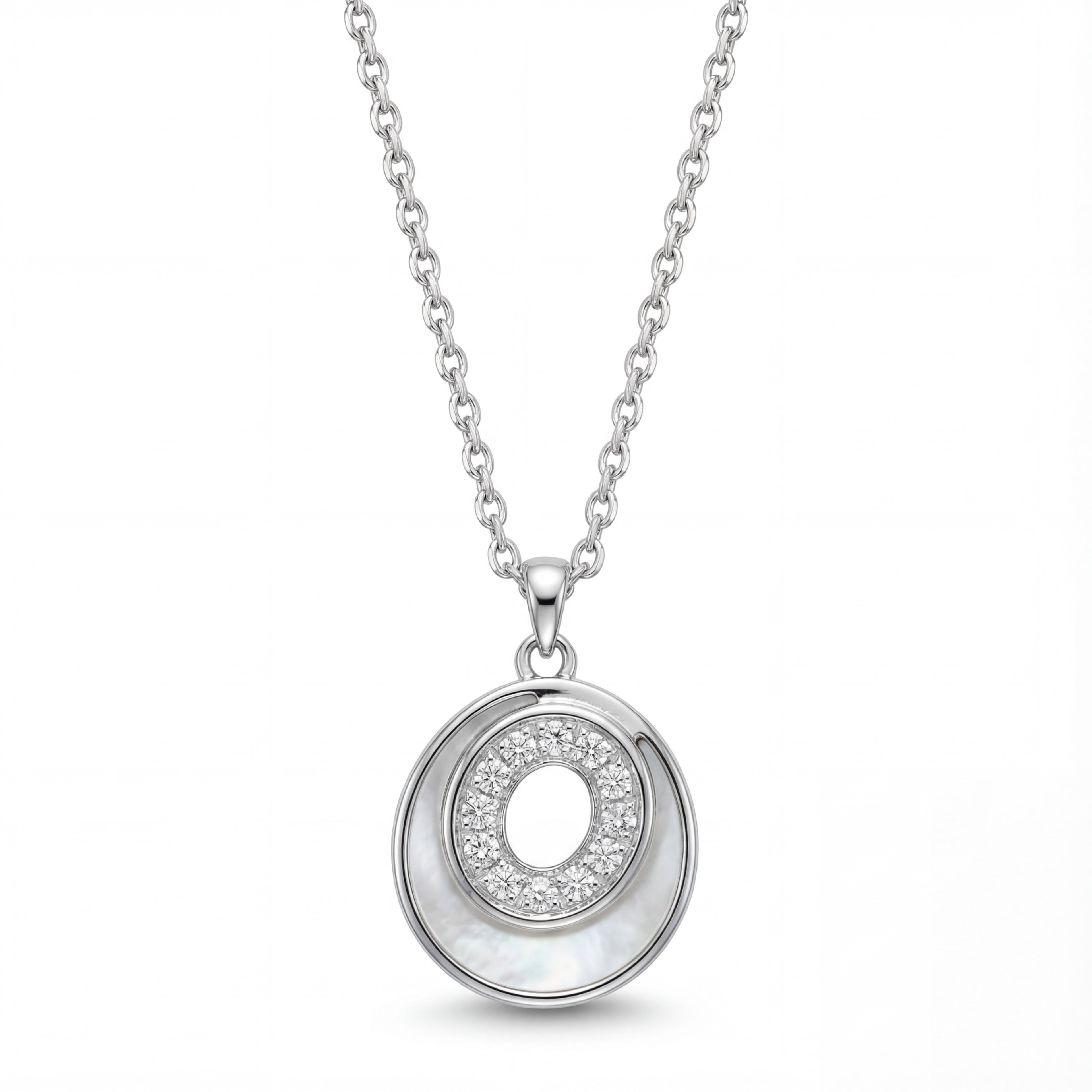 Korean Radiant Orbit Mother-Of-Pearl Halo Necklace : YUFSNL223