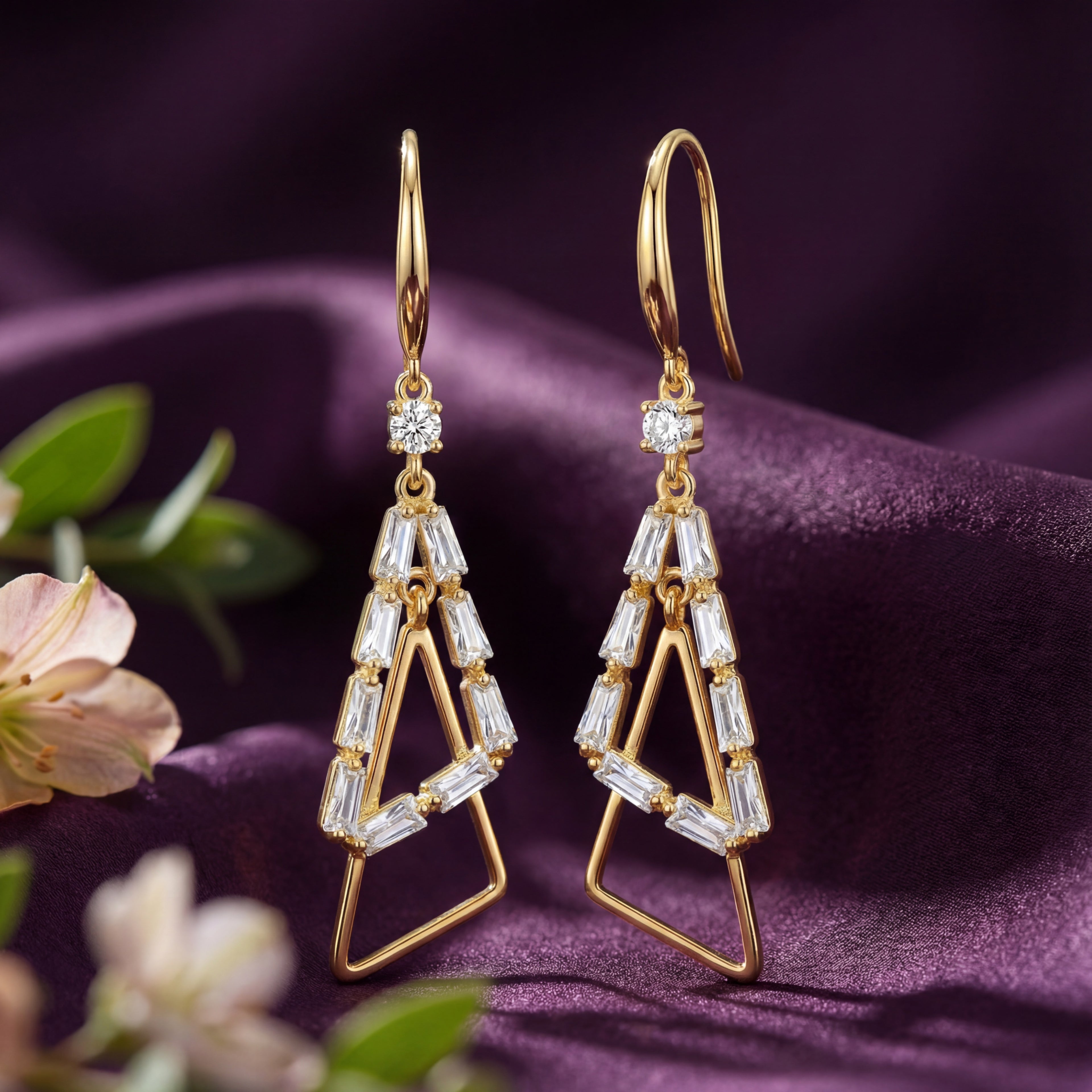 Korean Geometric Art Deco Dangle Earrings : YUFSER252