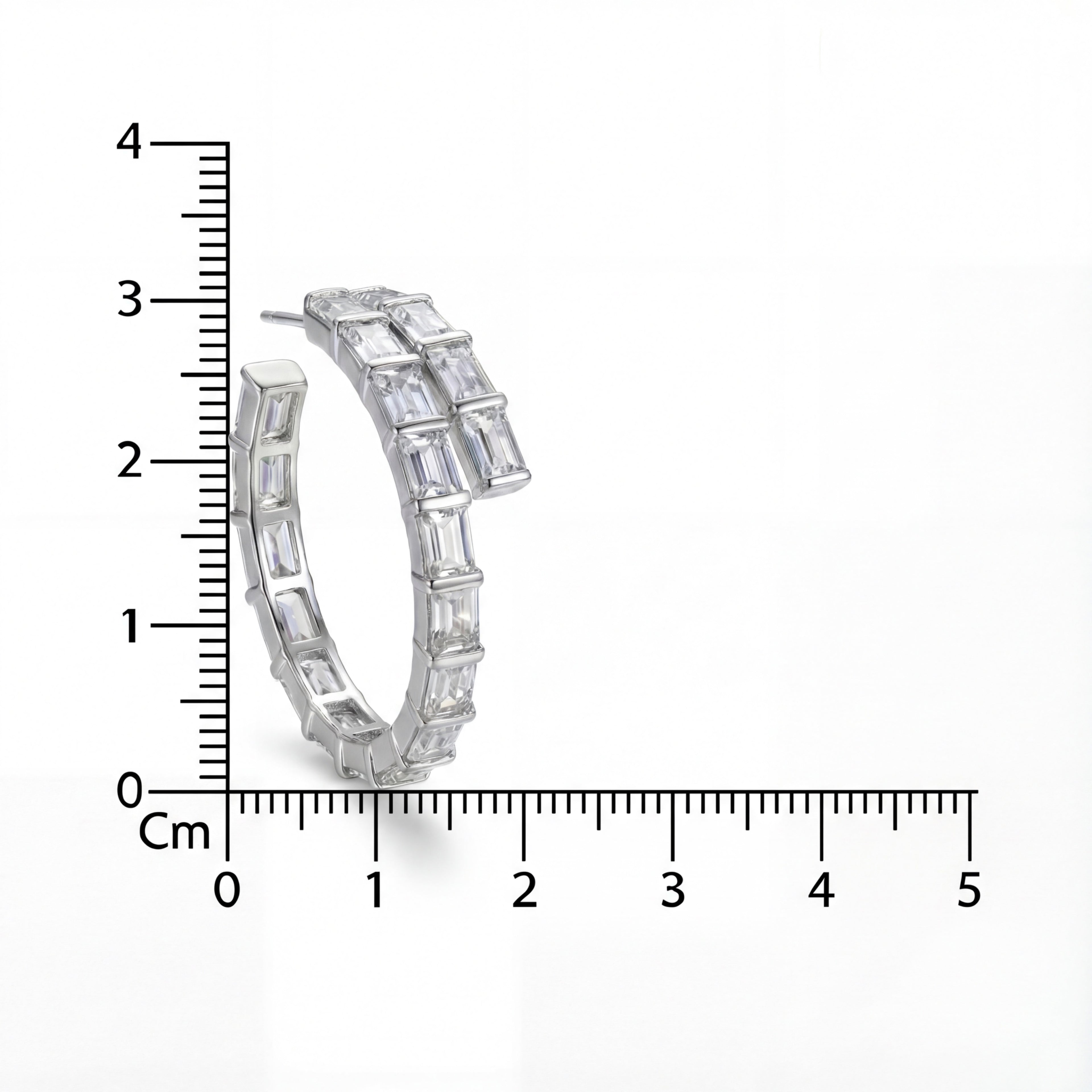 Korean Baguette Crystal Hoop Earrings : YUFSER265
