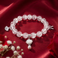 Korean Crackle Quartz & Carved Rose Charm Bracelet : YUFSBR211