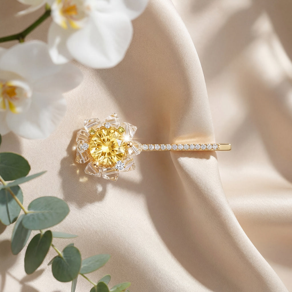 Korean Amber Crystal Bobby Pin : YUFSHR211