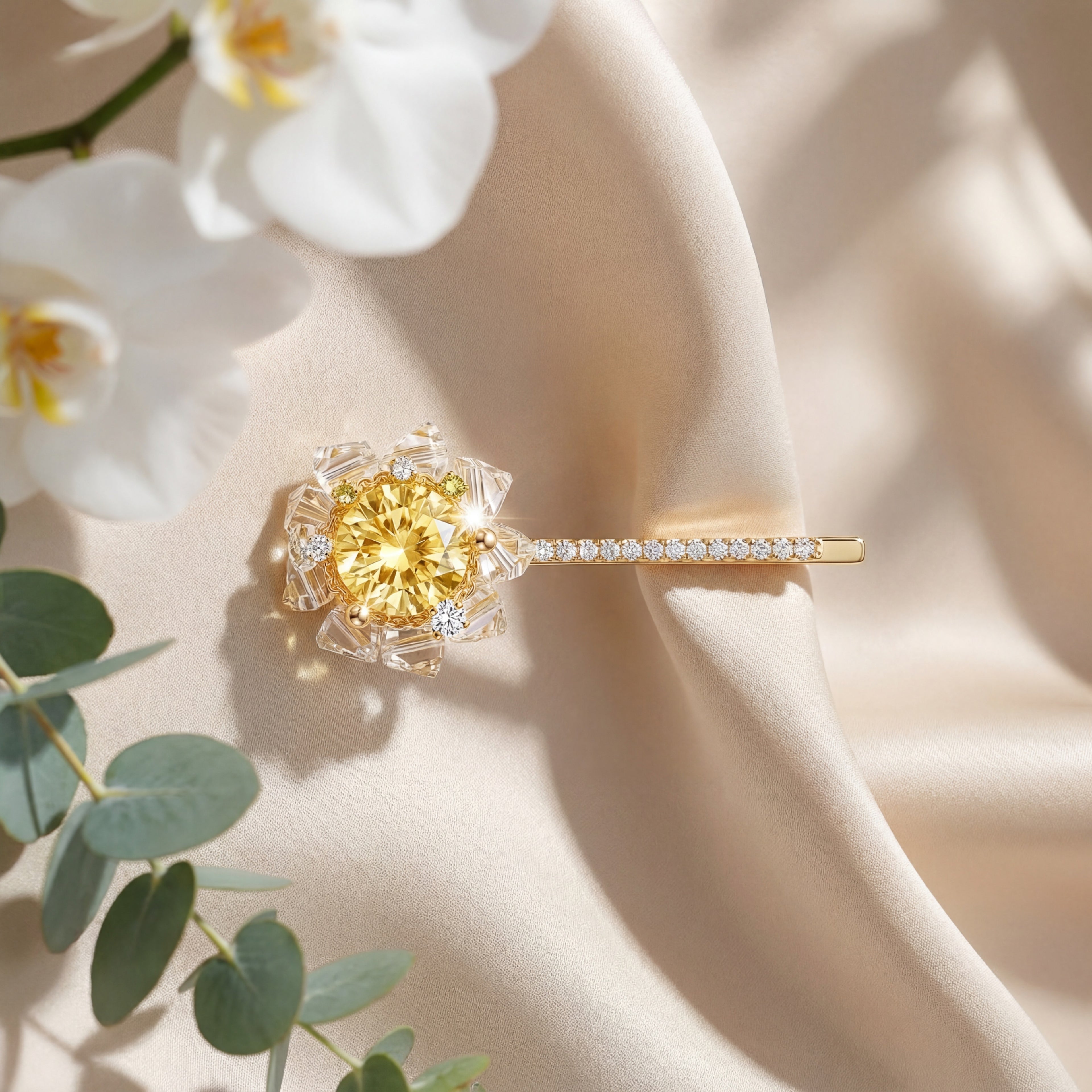 Korean Amber Crystal Bobby Pin : YUFSHR211