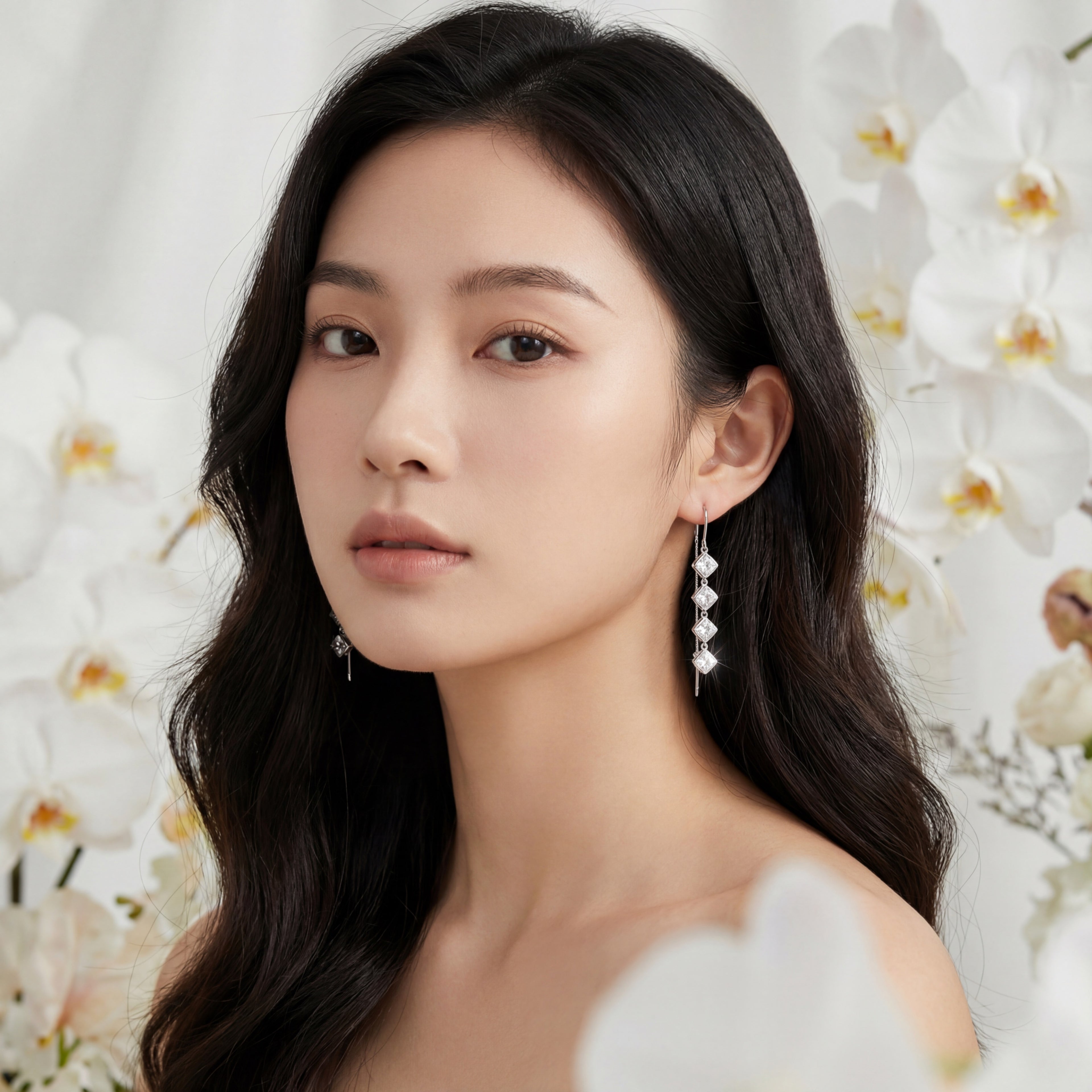 Korean Geometric Linear Drop Earrings : YUFSER247