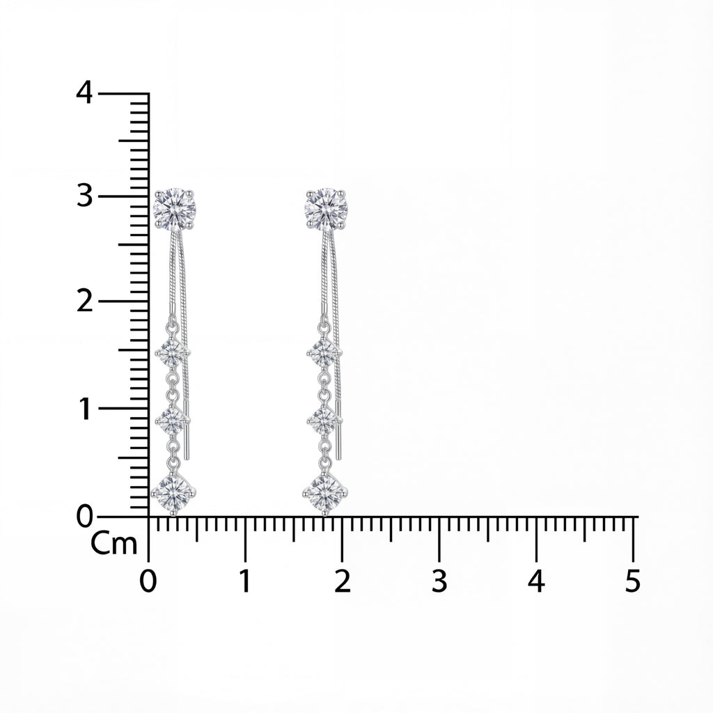 Korean Dazzling Geometric Cascade Drop Earrings : YUFSER260