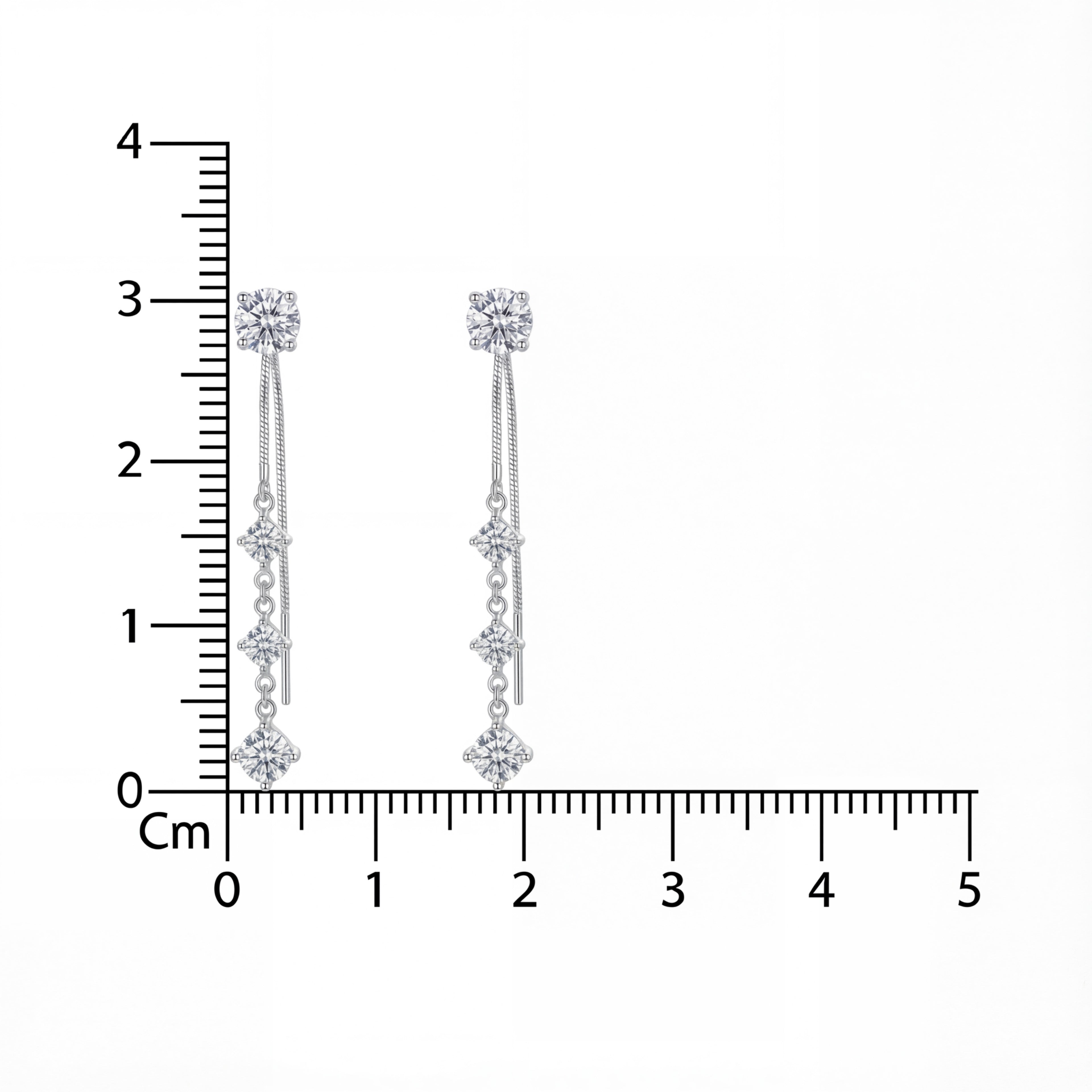 Korean Dazzling Geometric Cascade Drop Earrings : YUFSER260