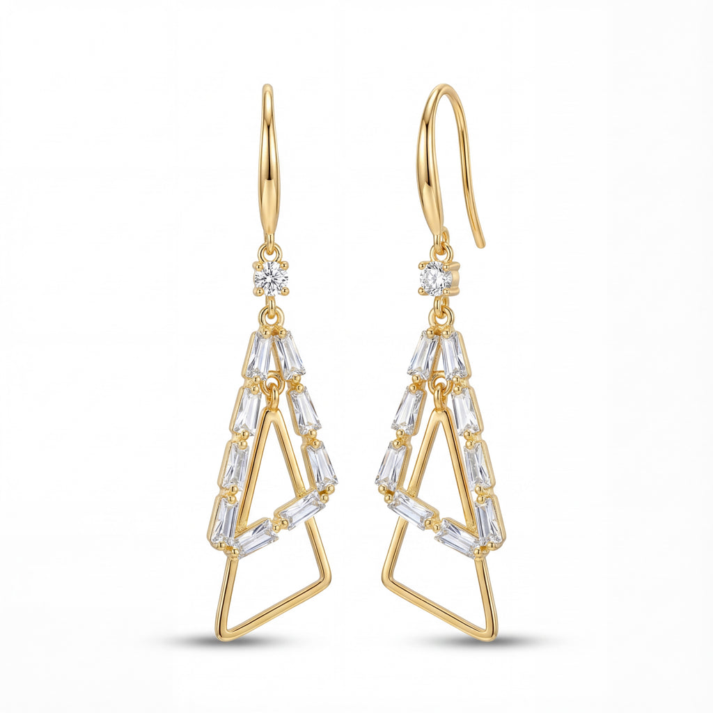 Korean Geometric Art Deco Dangle Earrings : YUFSER252