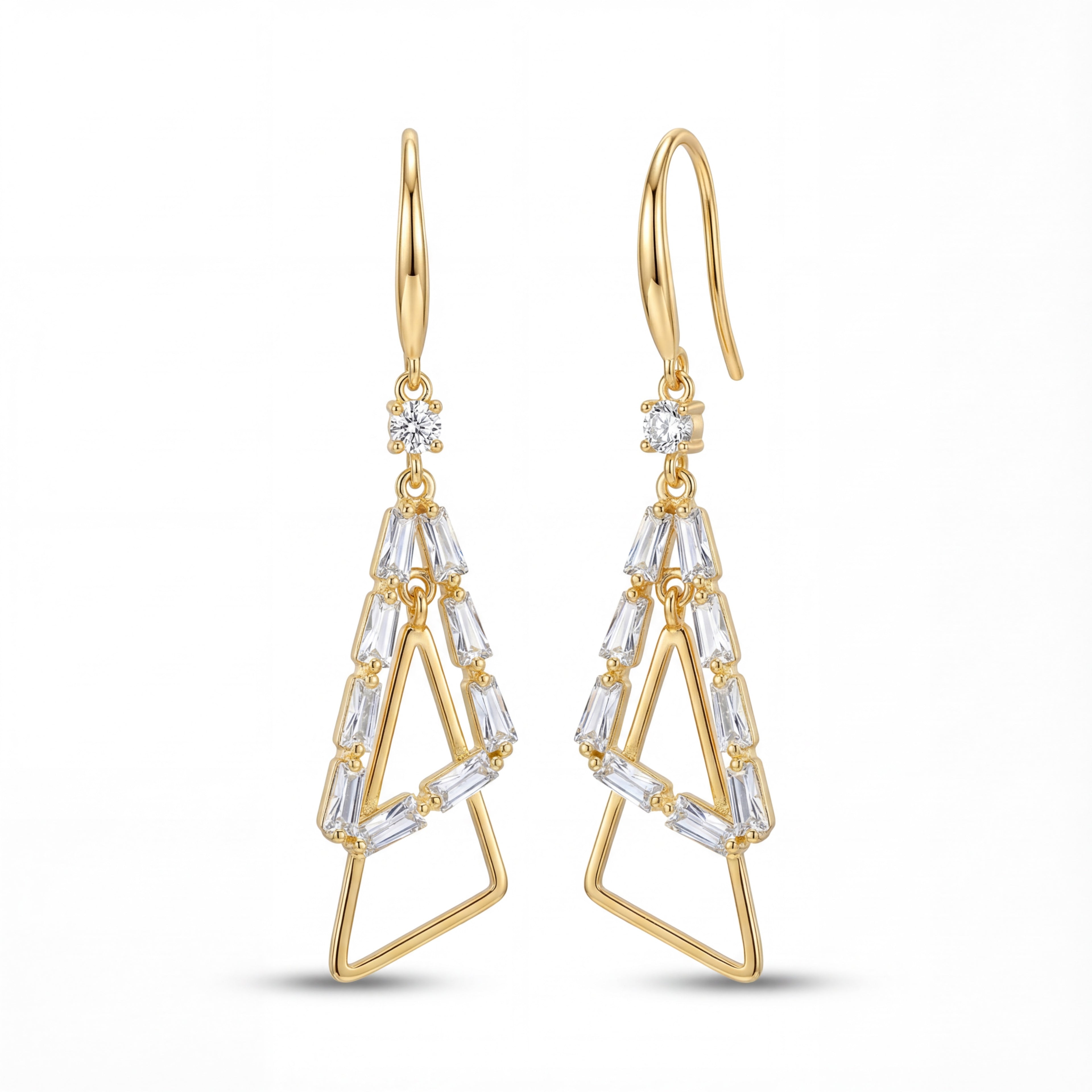 Korean Geometric Art Deco Dangle Earrings : YUFSER252