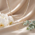 Korean Dainty Gold Heart & Seed Pearl Layering Necklace Set : YUFSNL244