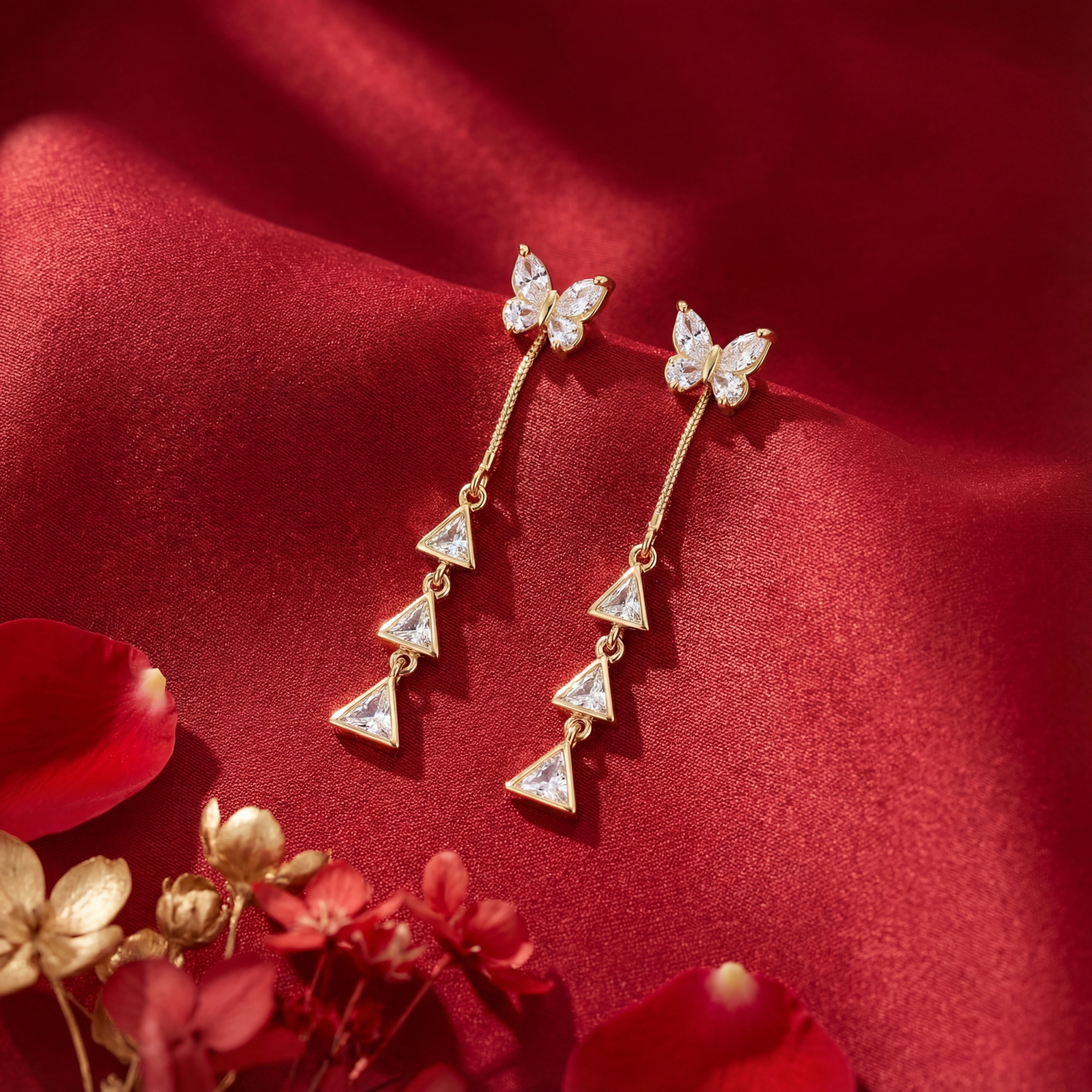 Korean Monarch Tiered Crystal Drop Earrings : YUFSER269