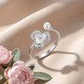 Korean Floral Pearl Open Bypass Ring : YUFSRG004-SL