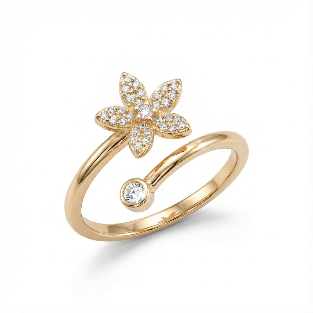 Korean Golden Jasmine Pavã© Bypass Ring : YUFSRG211