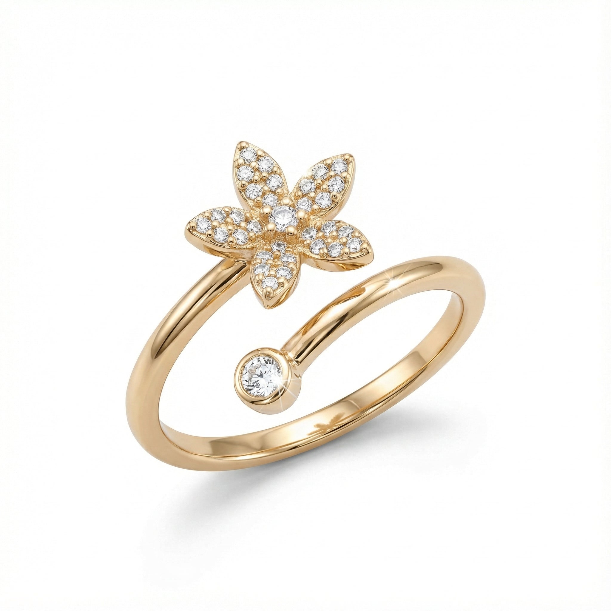 Korean Golden Jasmine Pavã© Bypass Ring : YUFSRG211