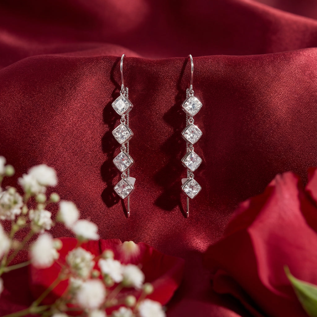 Korean Geometric Linear Drop Earrings : YUFSER247