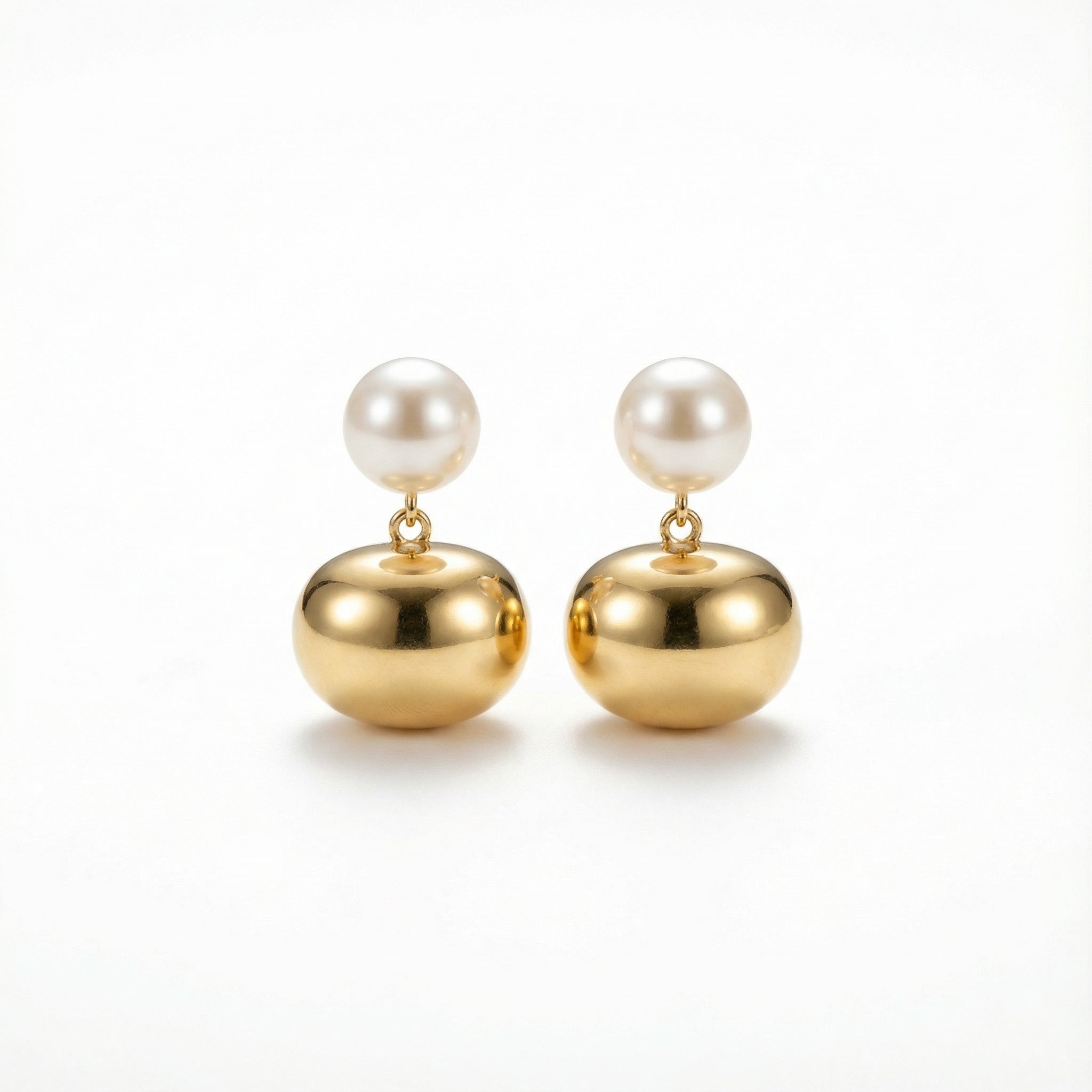 Korean Pearl Studs With Dome Drop : YUFSER220