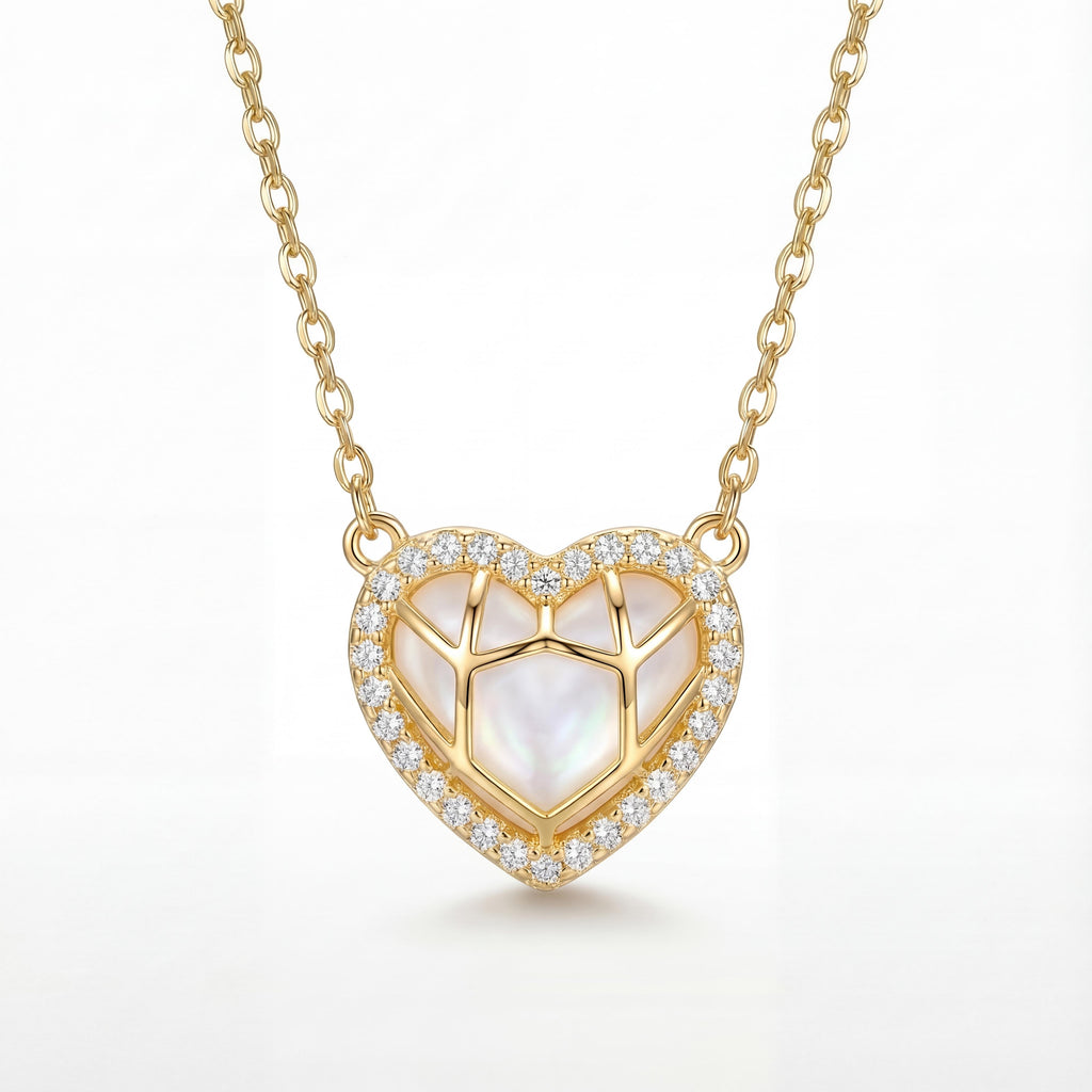 Themosaic" Geometric Heart Necklace : YUFSNL216