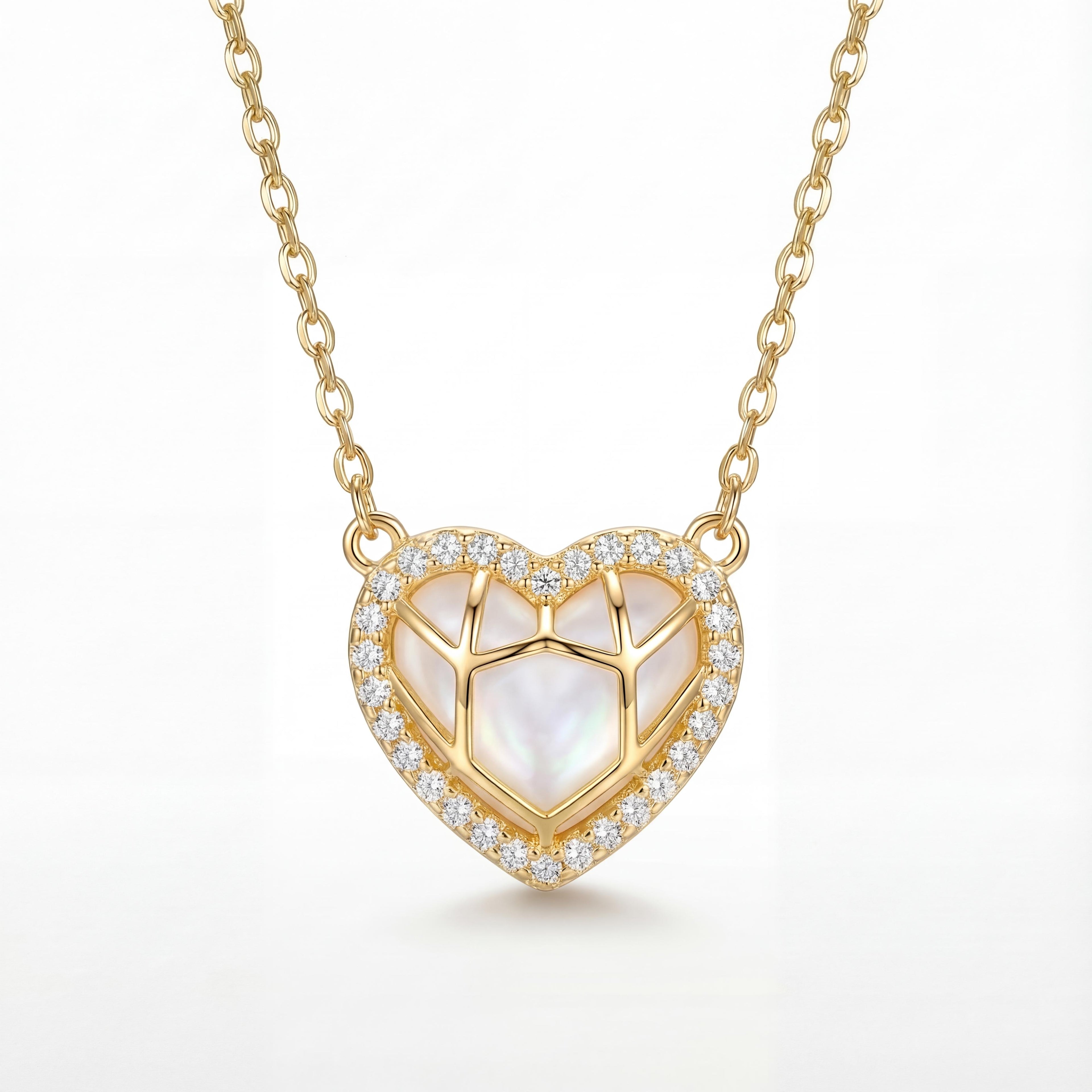Themosaic" Geometric Heart Necklace : YUFSNL216