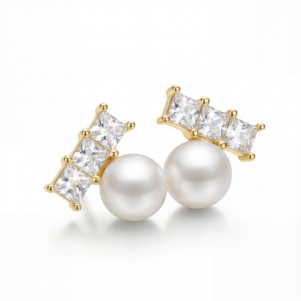Korean Modern Muse ,Bar And Pearl Stud. : YUFSER210