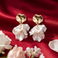 Korean Ethereal Cascading Petal Drop Earrings : YUFSER244