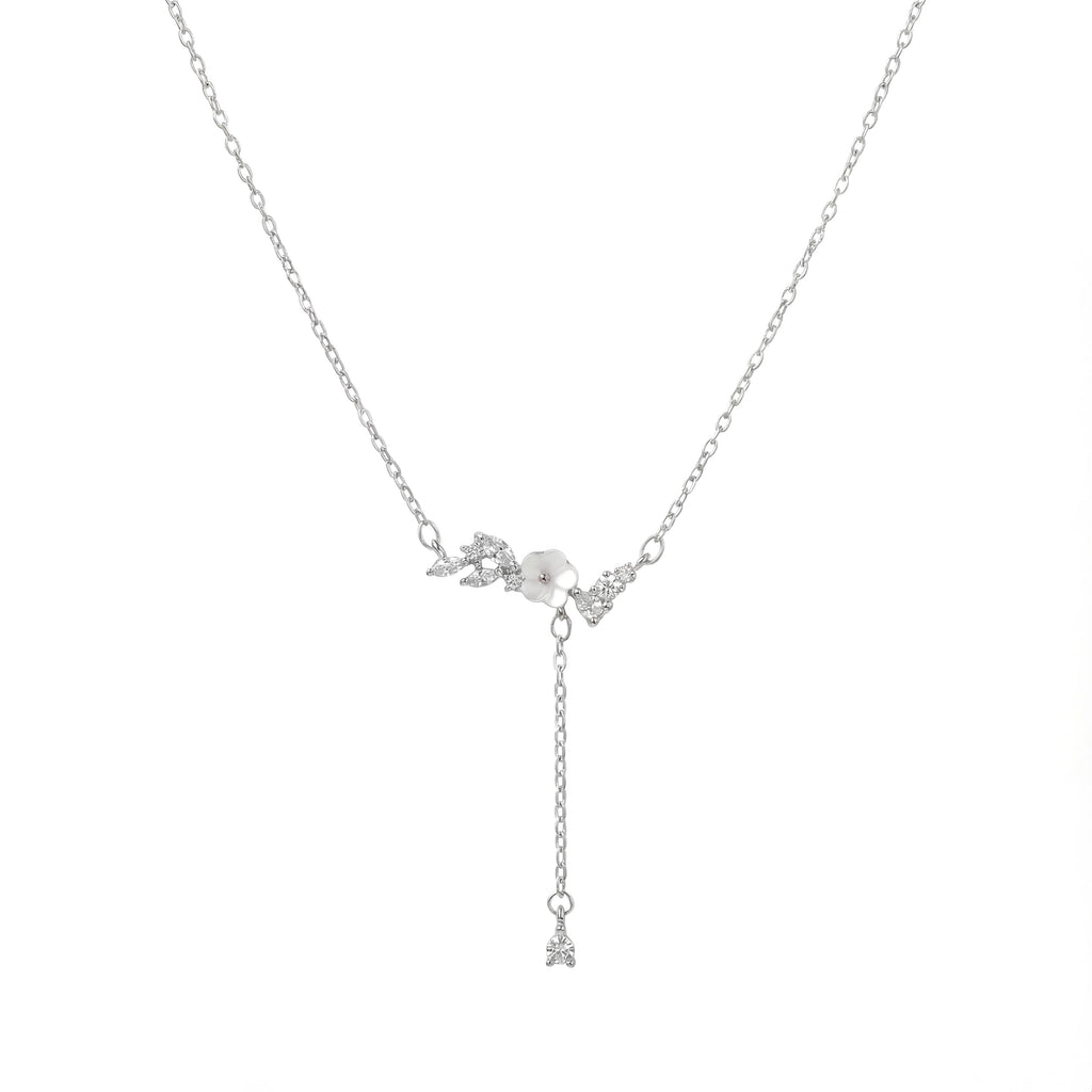 The Floral Drop Lariat, Blossom Cascade Necklace : YUFSNL003-SL