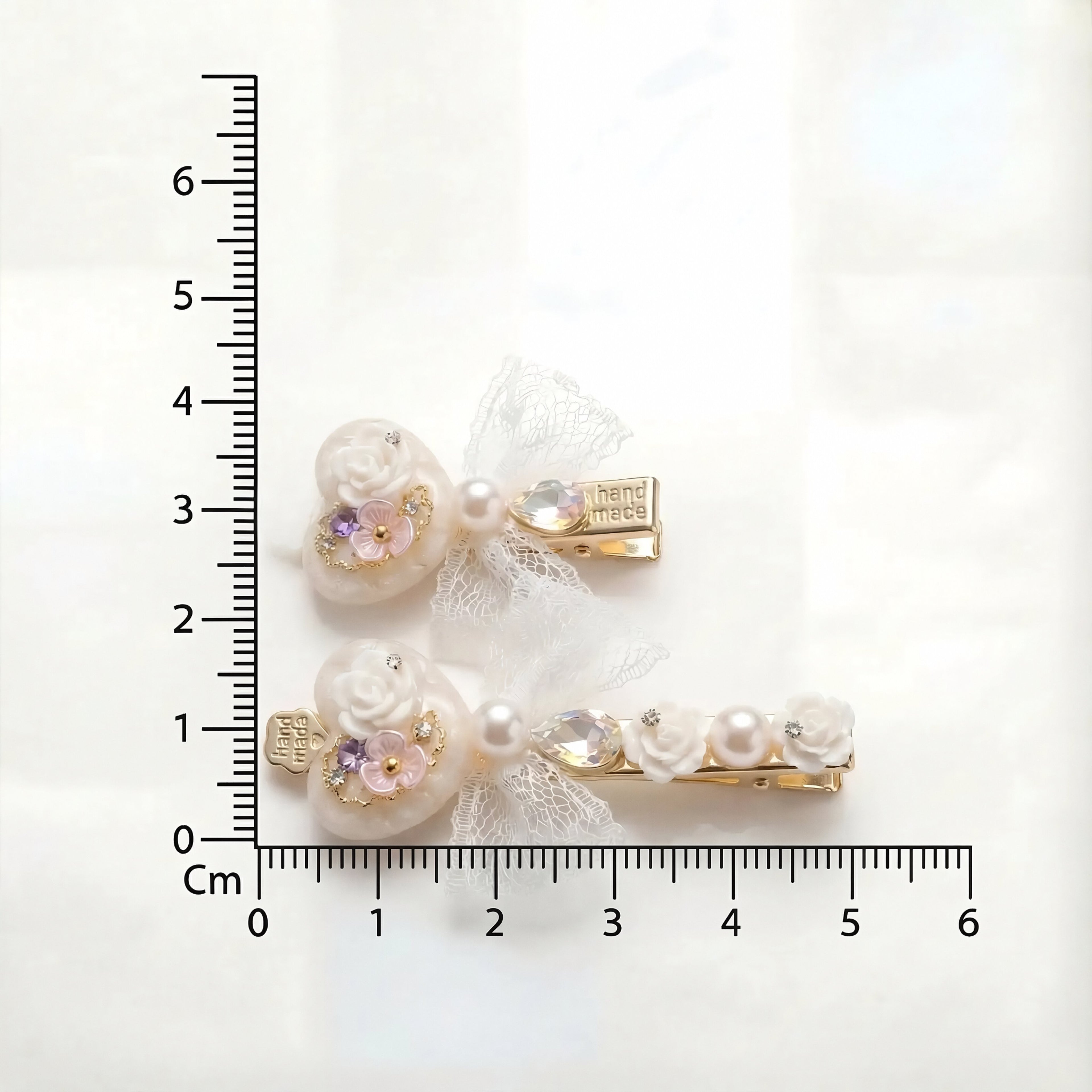 Korean Ethereal Pearl & Lace Blossom Clip Duo : YUFSHR216