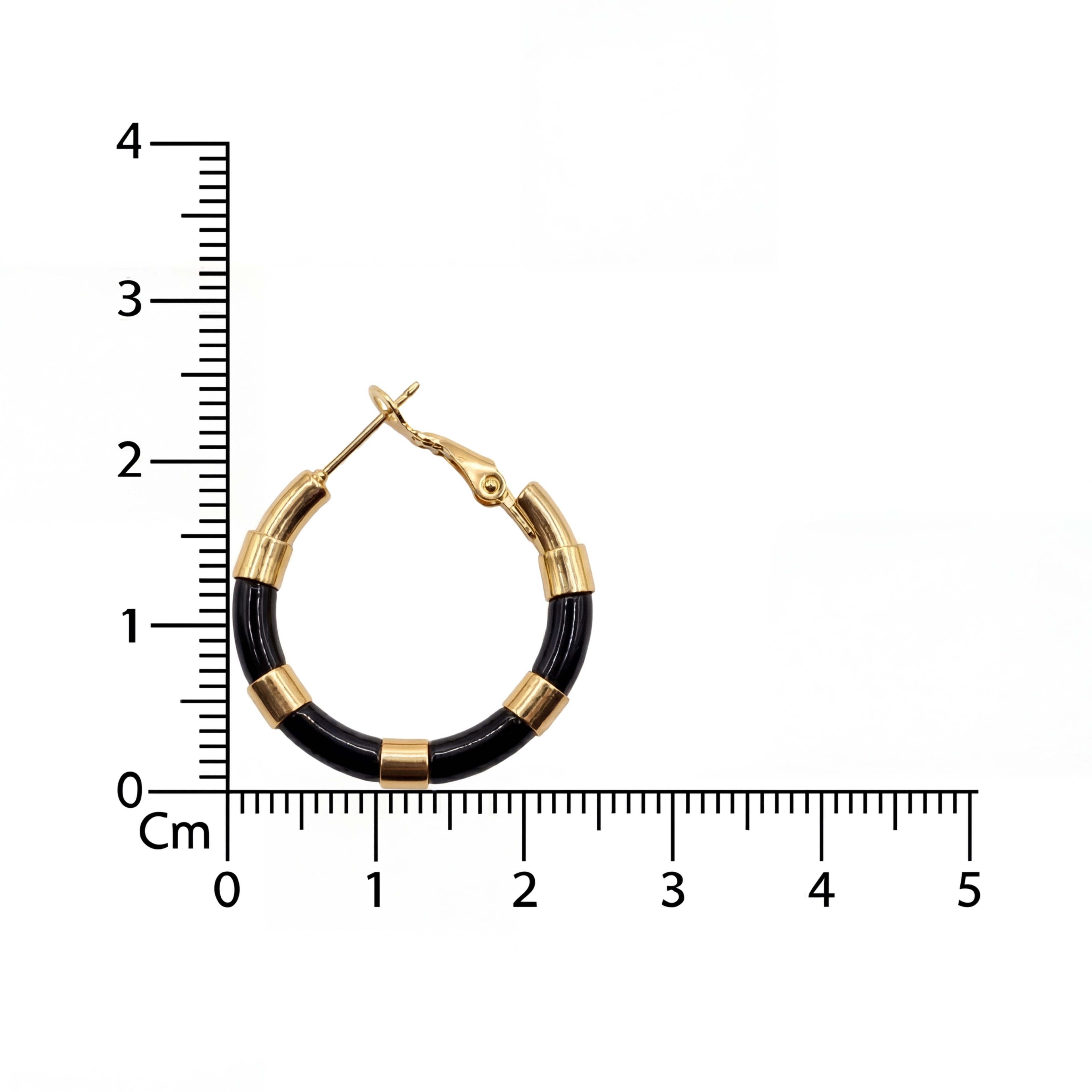 Korean Onyx & Gold Segmented Hoops : YUFSER272