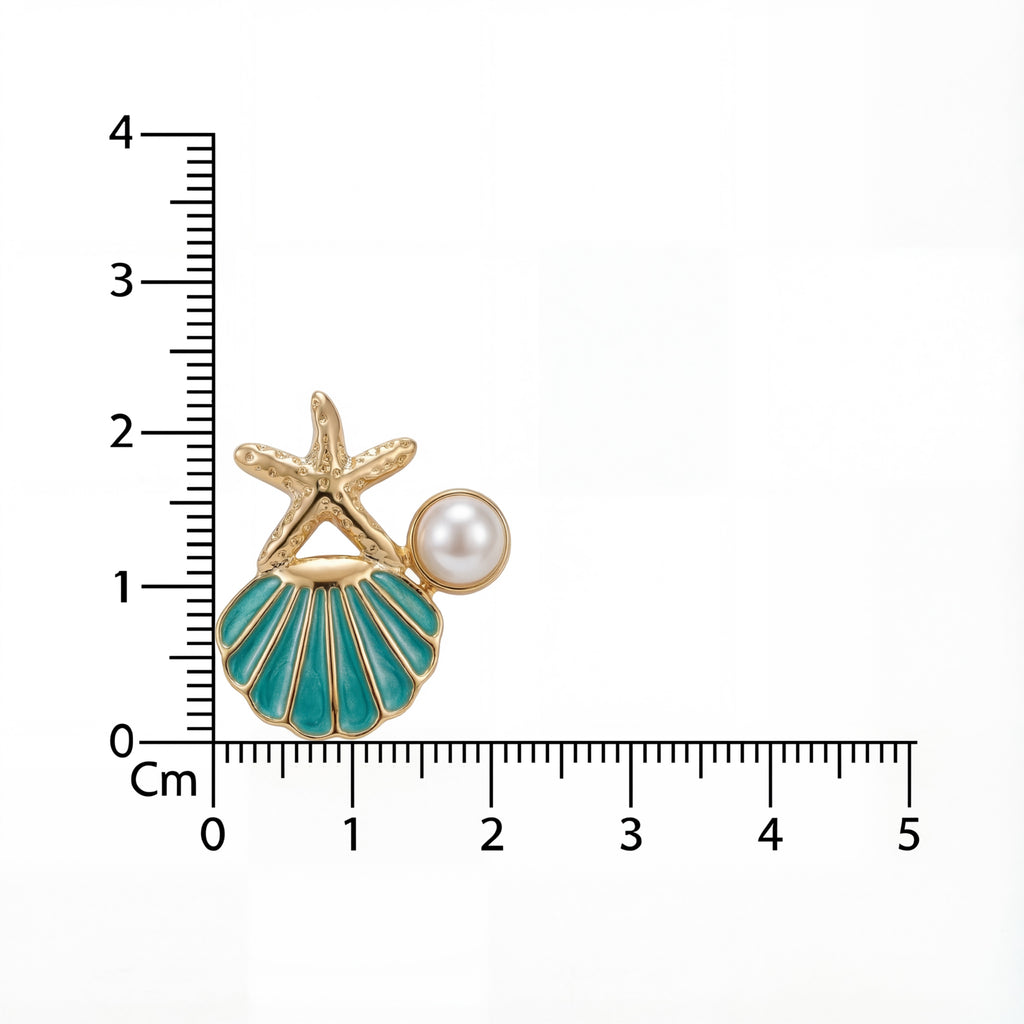 Korean Ocean Trio Starfish & Scallop Earrings : YUFSER274