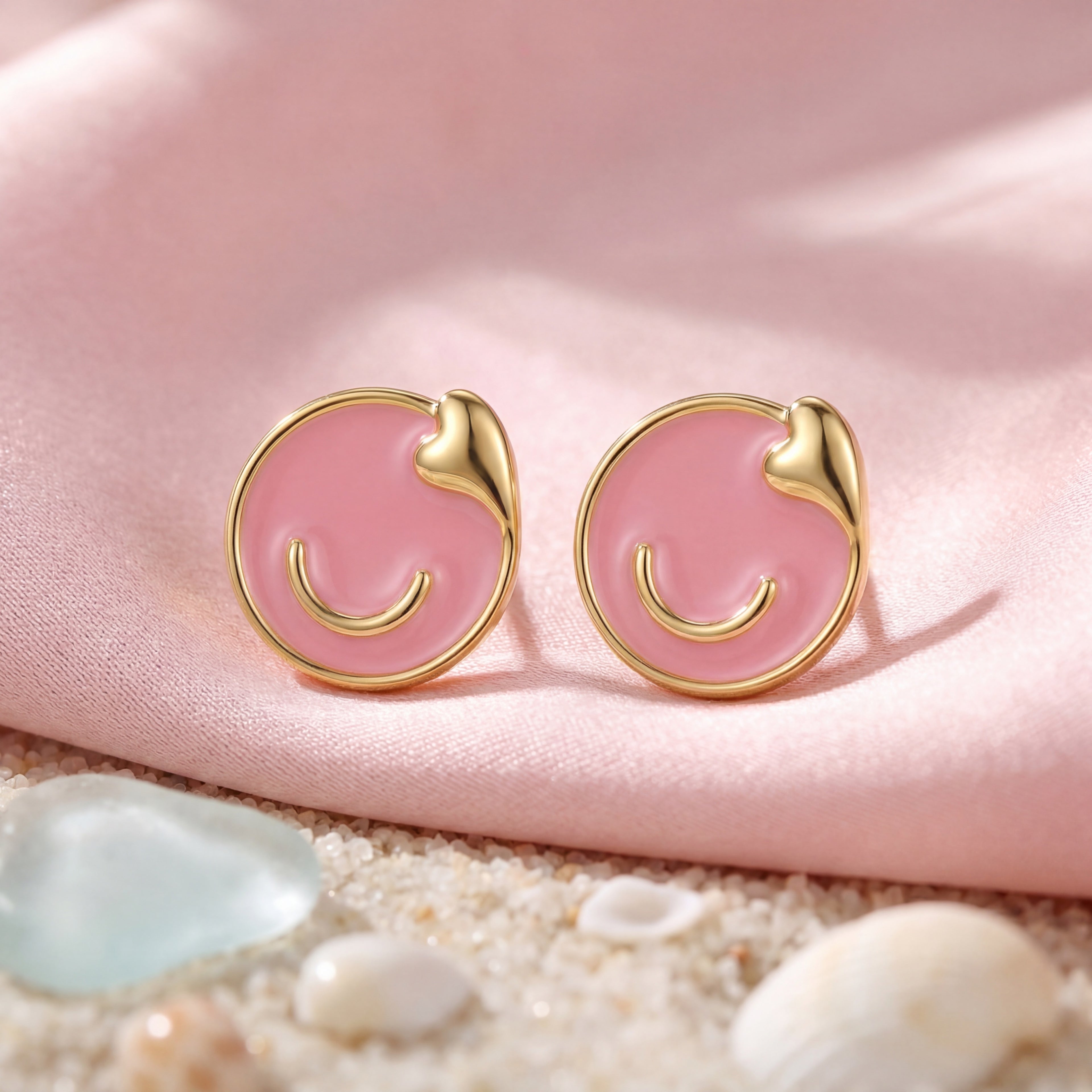 Korean Sweet Blush Swirl Studs : YUFSER276