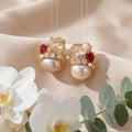 Korean Vintage Royal Gem & Pearl Earrings : YUFSER278