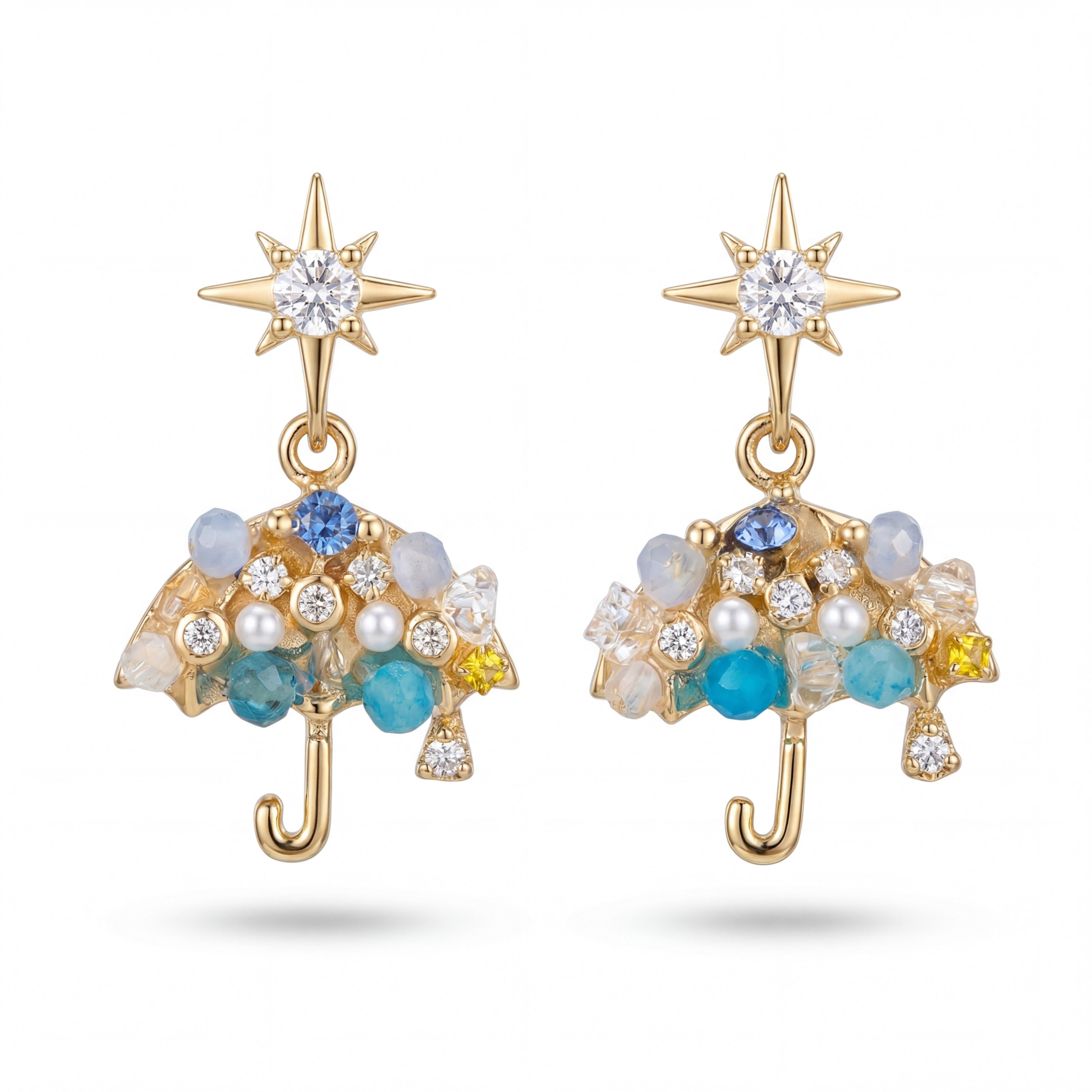 Korean Crystal Umbrella & Star Drop Earrings : YUFSER280