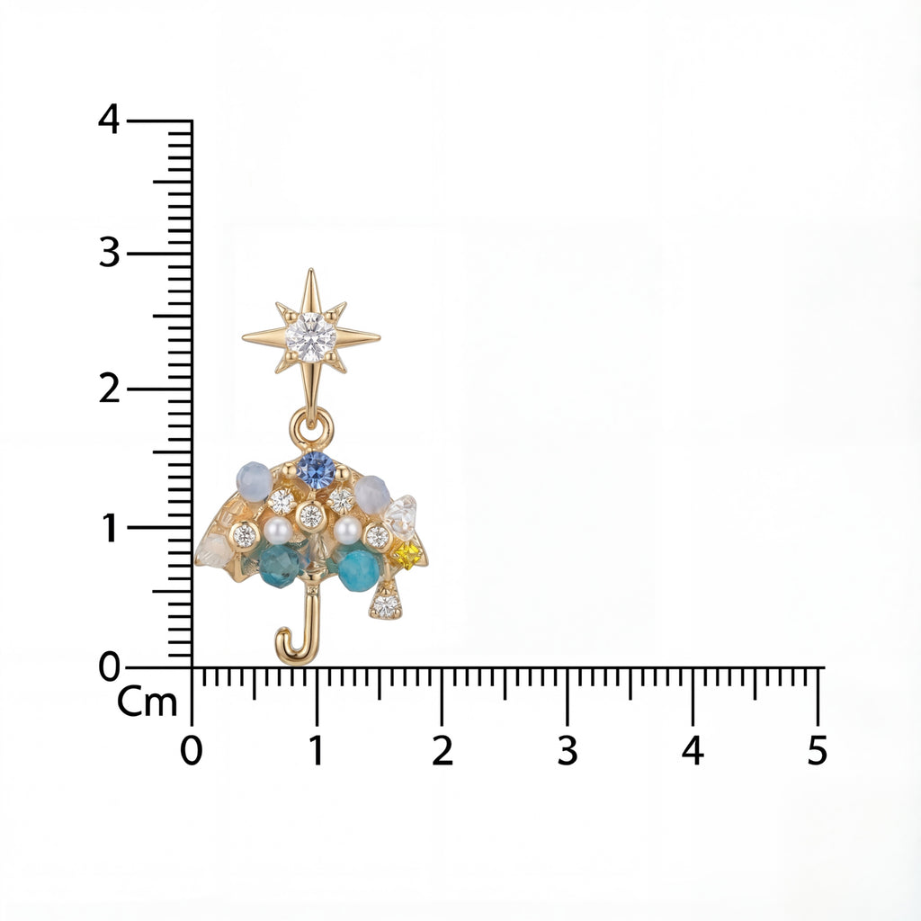 Korean Crystal Umbrella & Star Drop Earrings : YUFSER280
