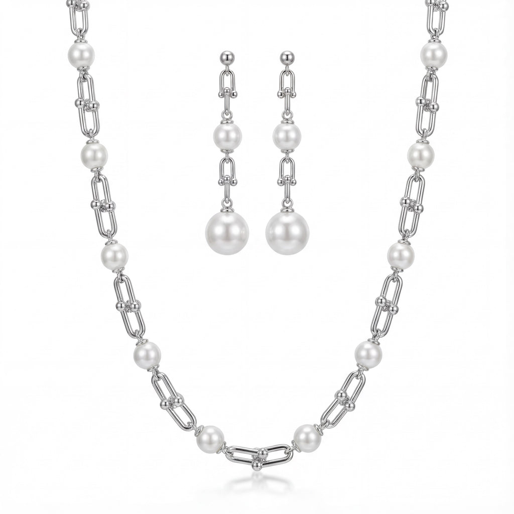 Korean  Hardware Pearl Necklace Set : YUFSNS001