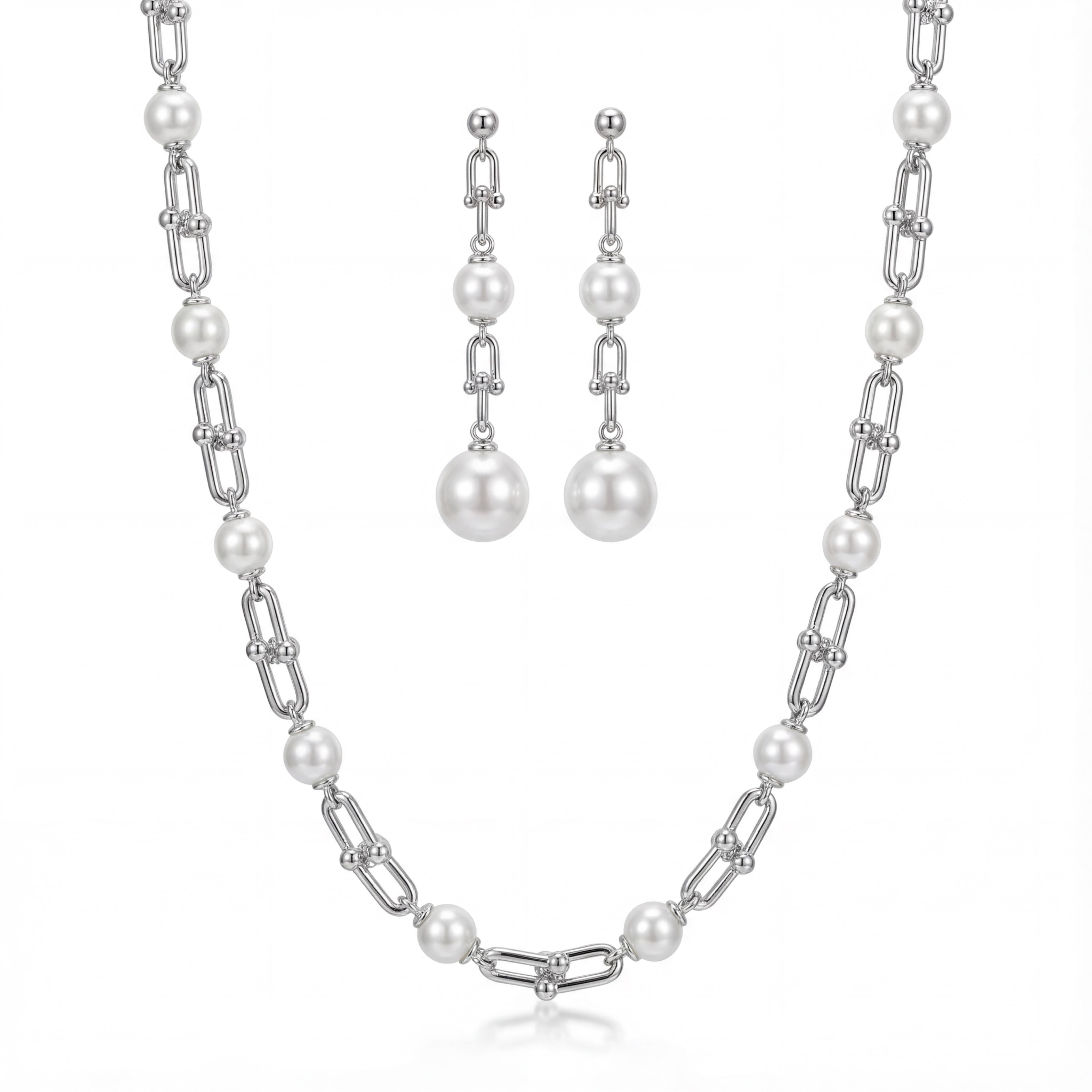 Korean  Hardware Pearl Necklace Set : YUFSNS001