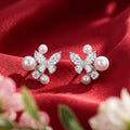 Korean Pearl & Pavé Crystal Butterfly Studs : YUFSER281