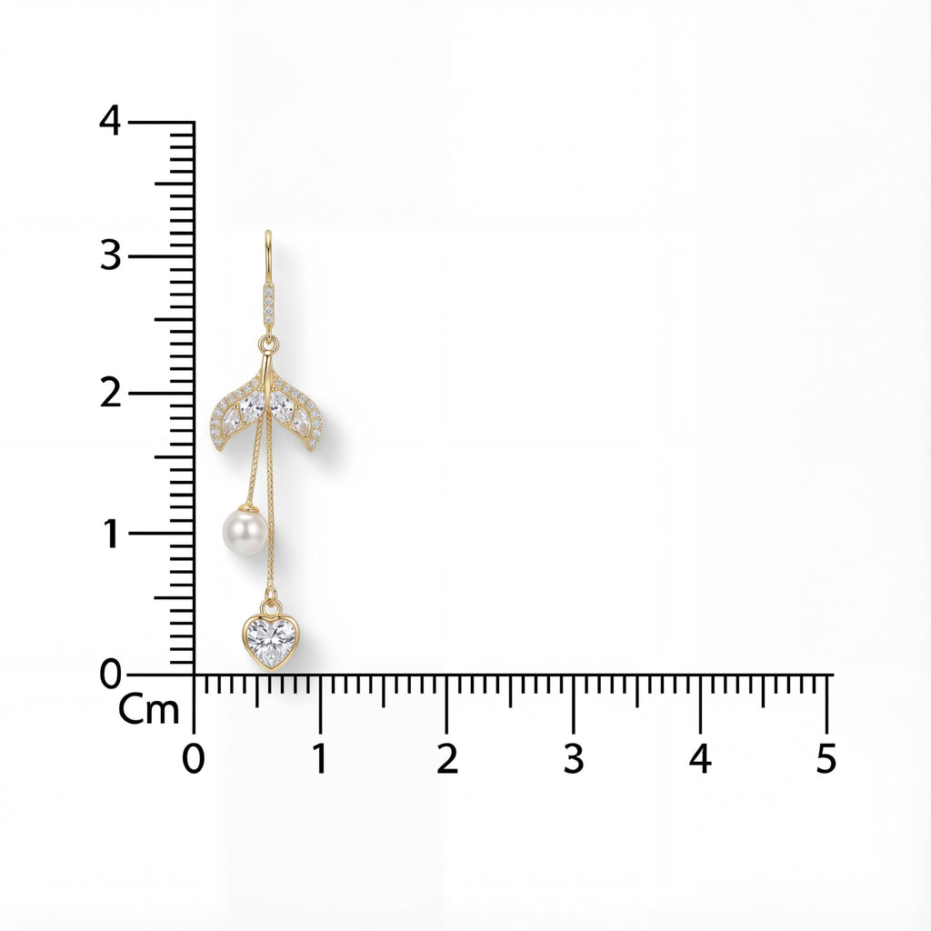Korean Sparkling Flora & Heart Statement Dangles : YUFSER284