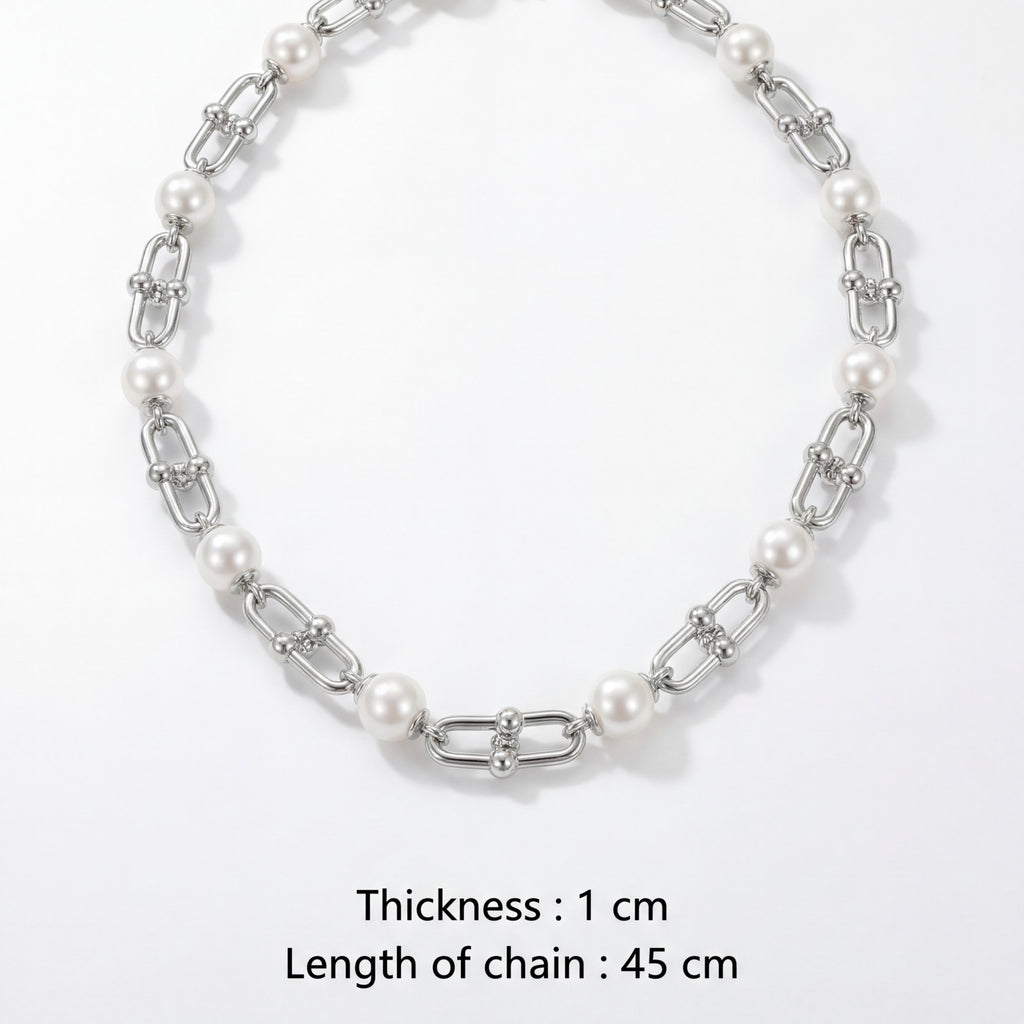 Korean  Hardware Pearl Necklace Set : YUFSNS001