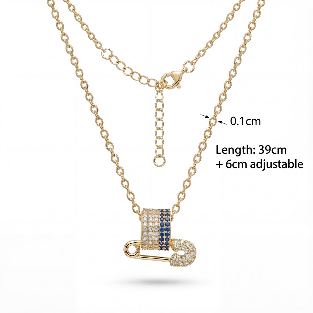 Korean Sapphire & Diamond Safety Pin : YUFSNS002