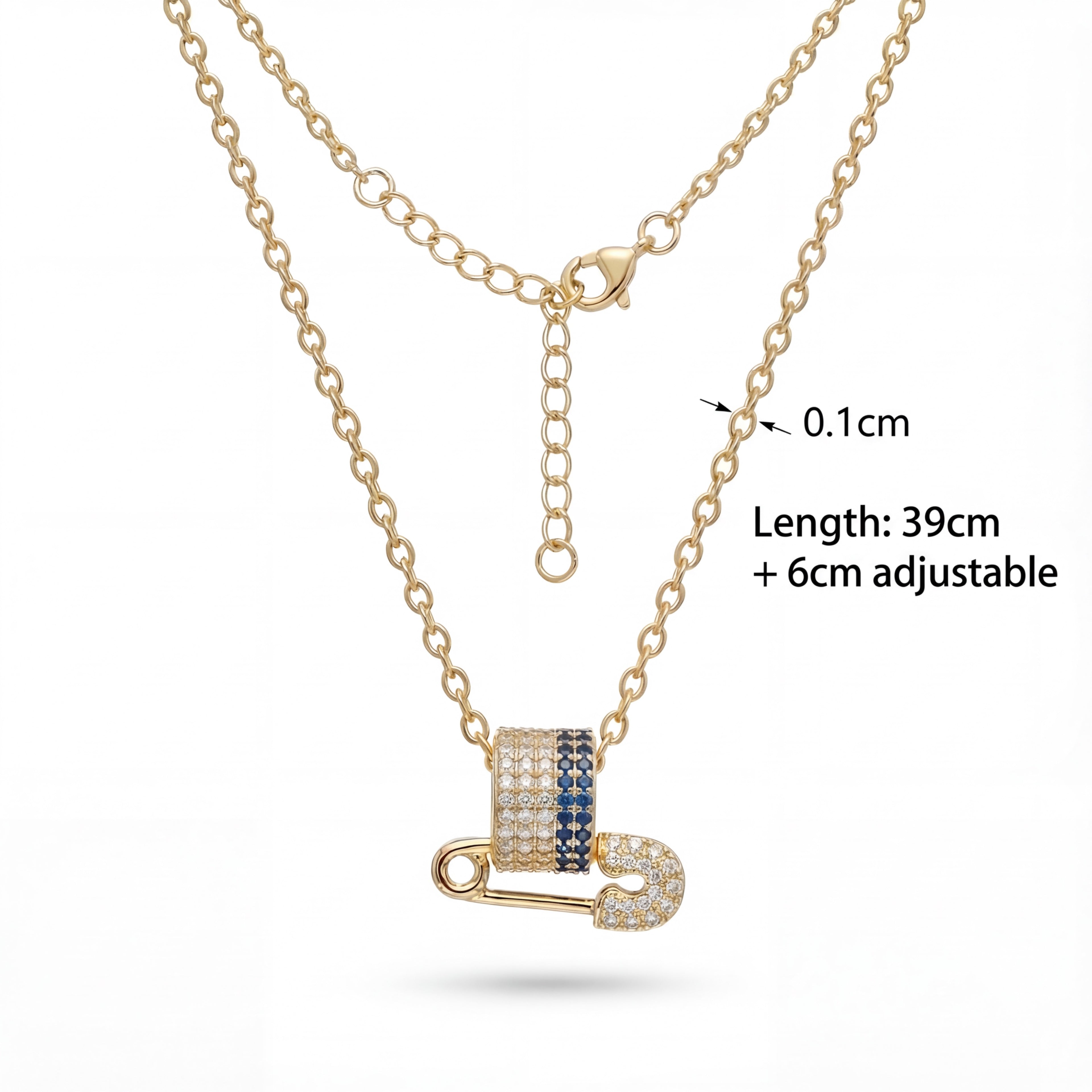 Korean Sapphire & Diamond Safety Pin : YUFSNS002