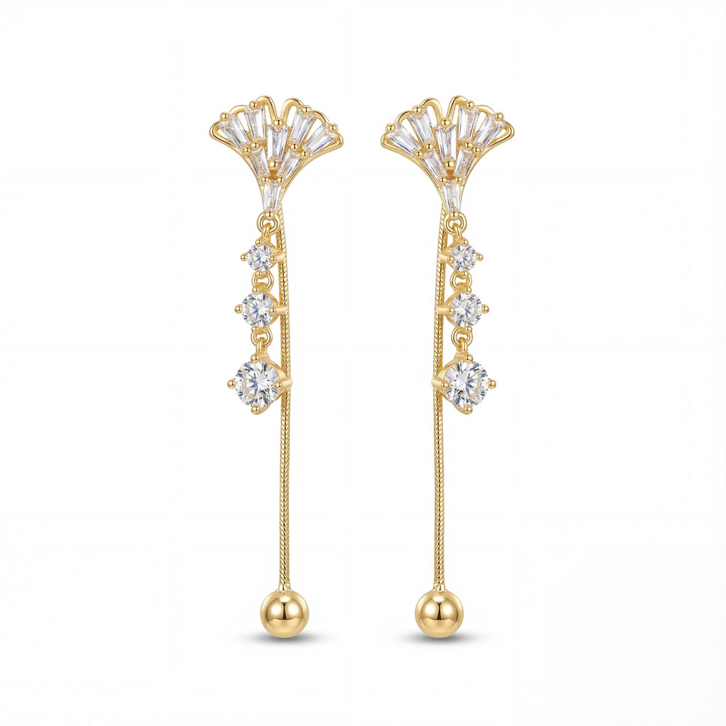 Korean Glamour Crystal Threader Earrings : YUFSER286