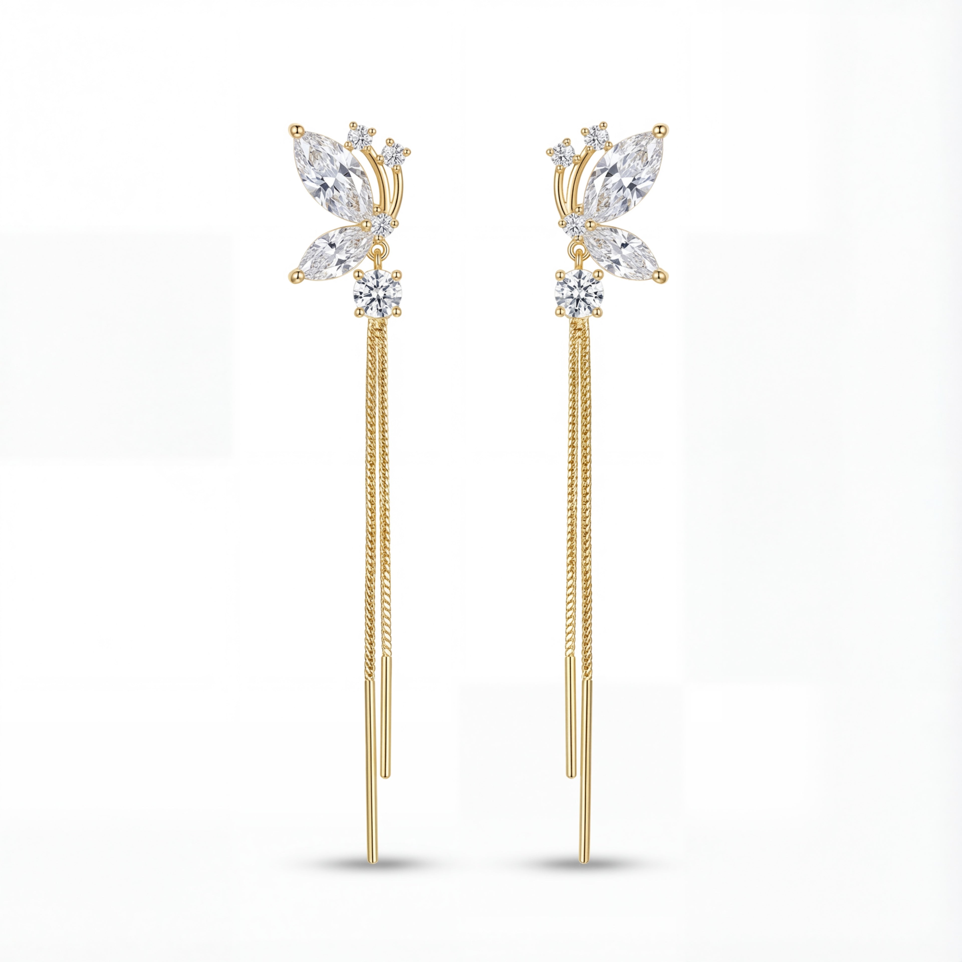 Korean Shimmering Wing Long Drop Earrings : YUFSER289