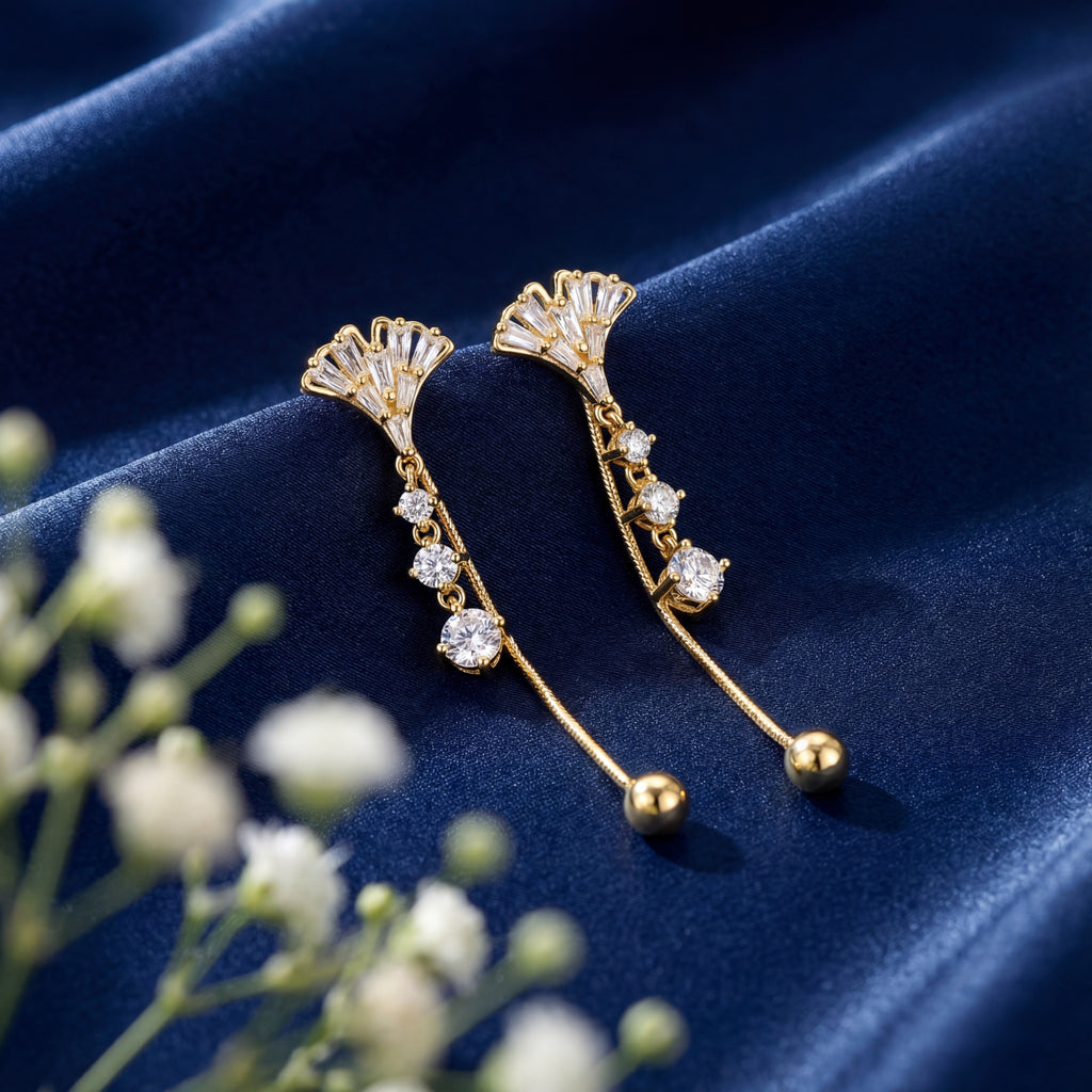Korean Glamour Crystal Threader Earrings : YUFSER286