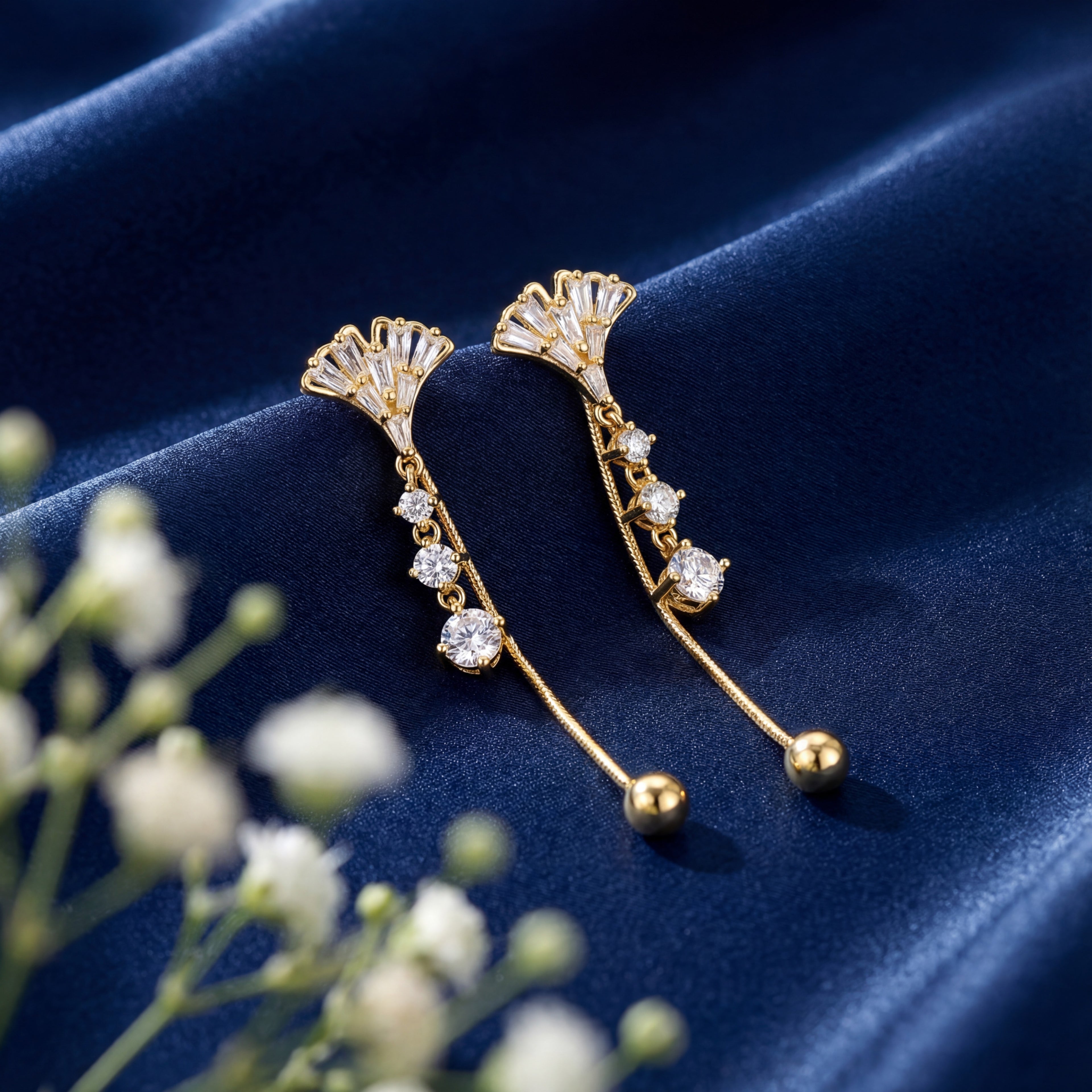 Korean Glamour Crystal Threader Earrings : YUFSER286