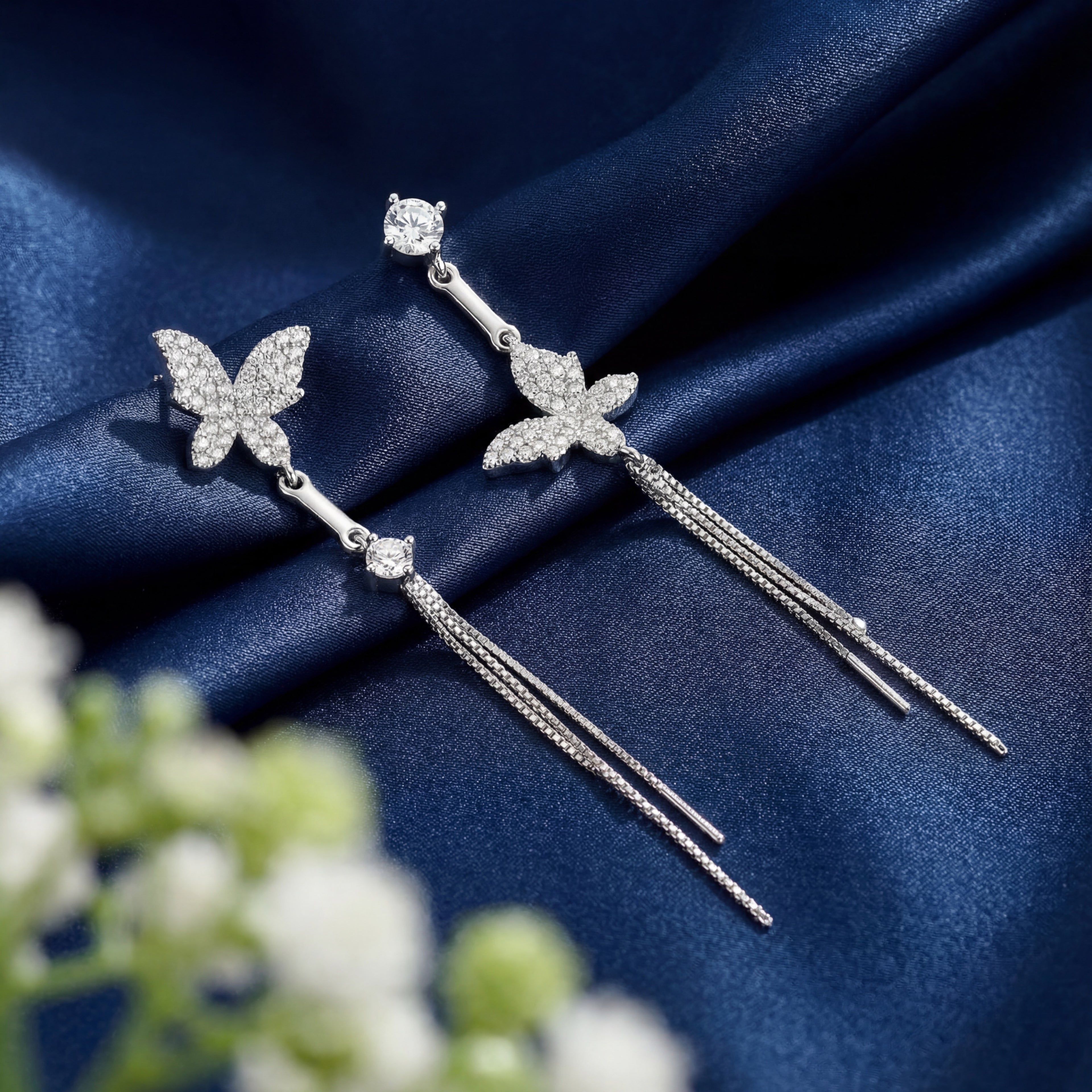 Korean Monarch Radiance Crystal Drop Earrings : YUFSER290