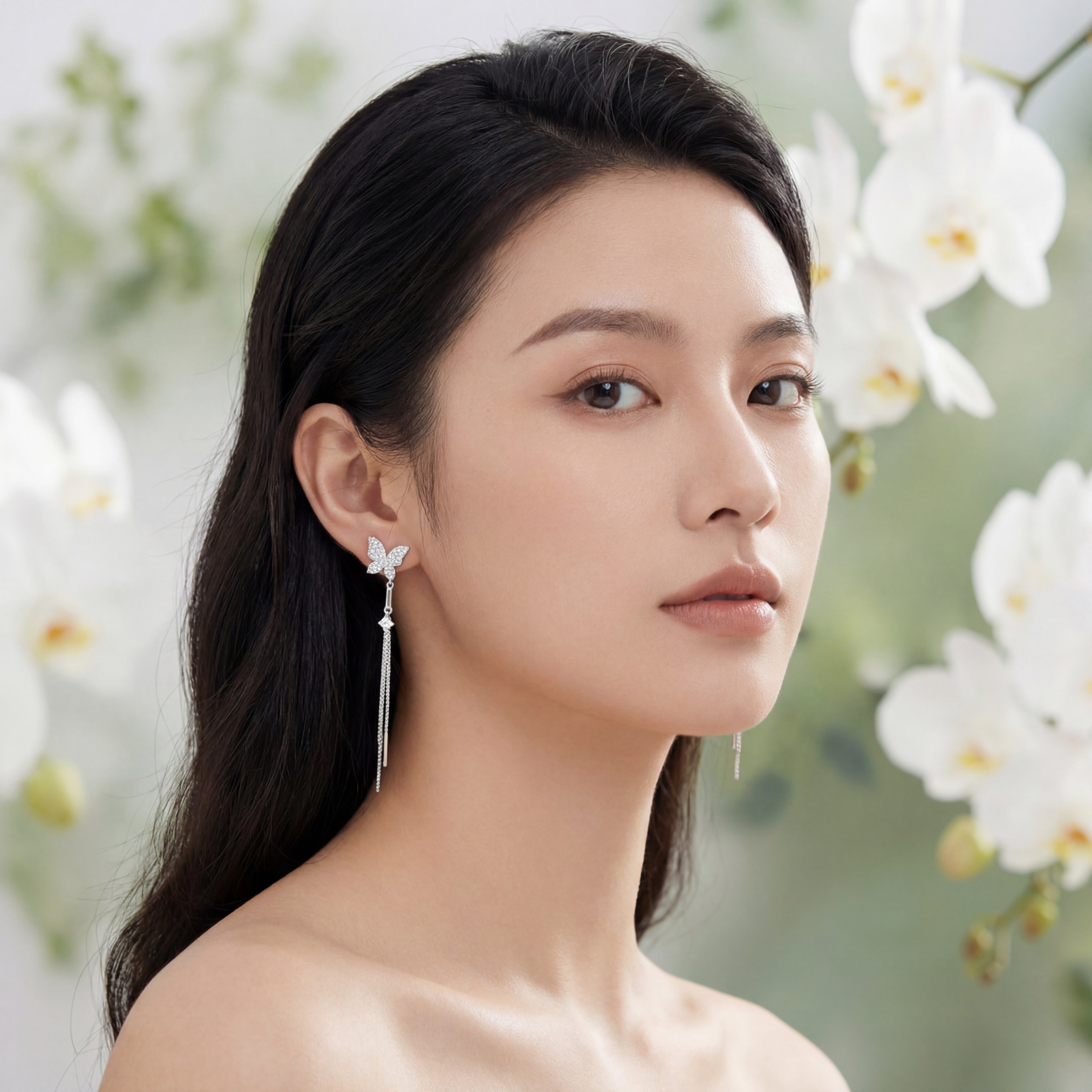 Korean Monarch Radiance Crystal Drop Earrings : YUFSER290