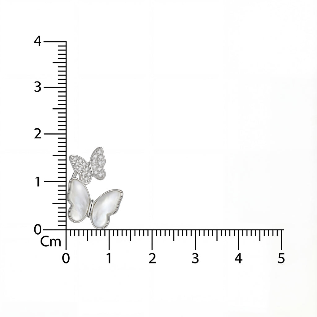 Korean Ethereal Dual Butterfly Pearl & Crystal Studs : YUFSER288