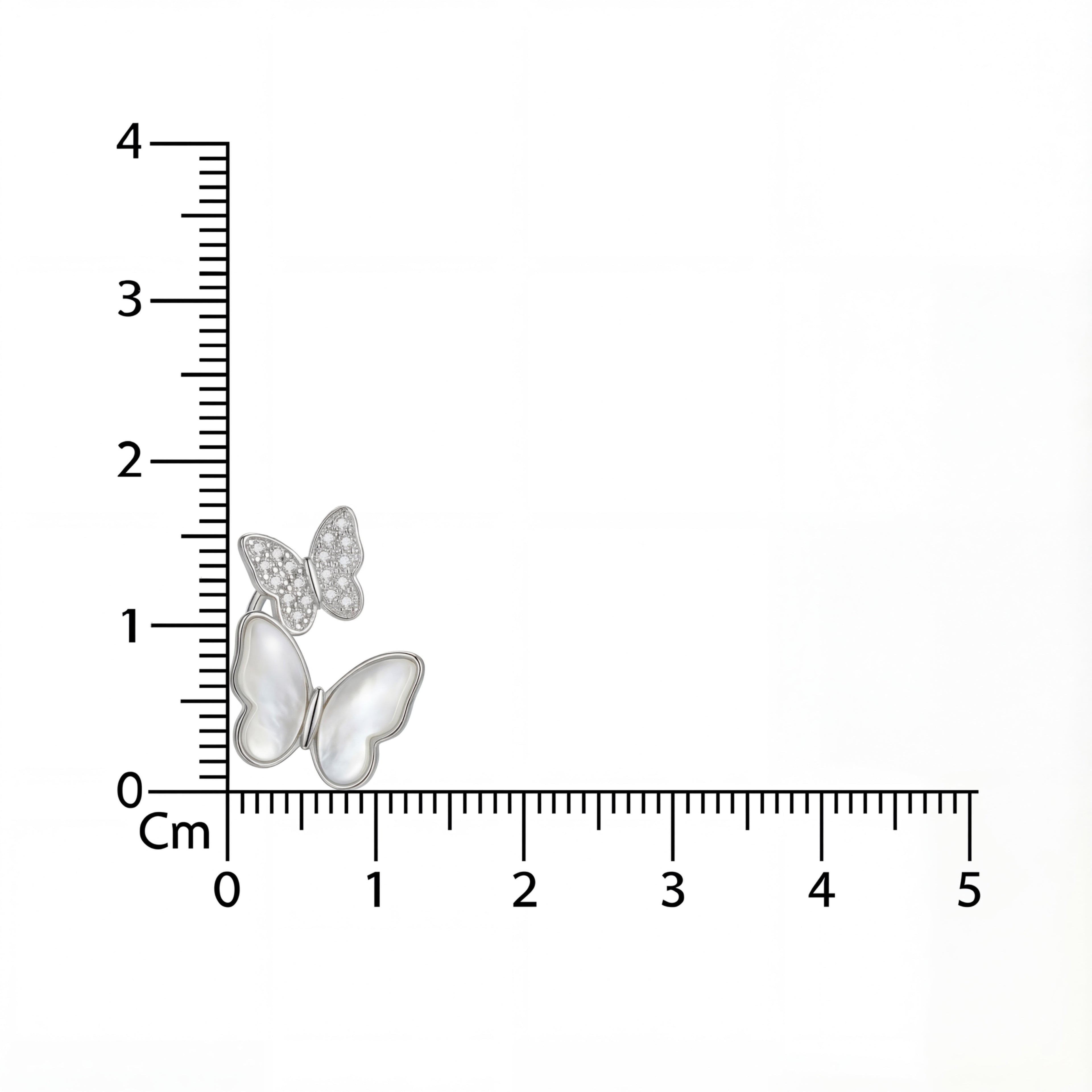 Korean Ethereal Dual Butterfly Pearl & Crystal Studs : YUFSER288