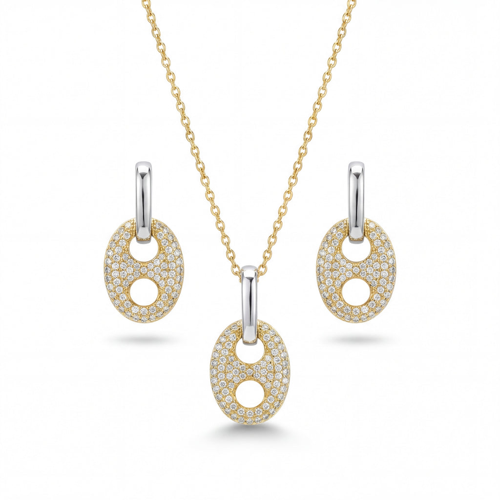 Korean Mariner Diamond Necklace & Earring Set : YUFSNS005
