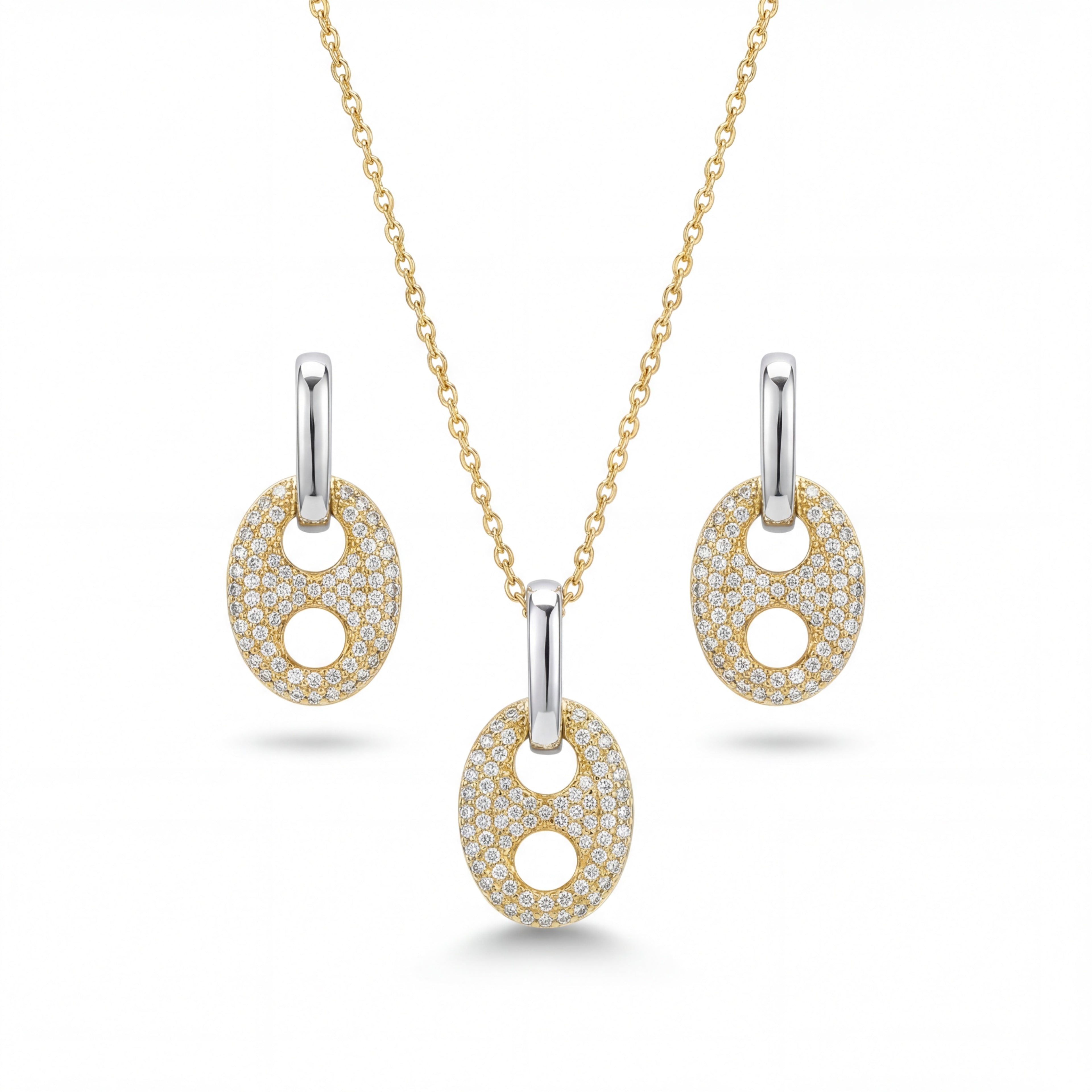 Korean Mariner Diamond Necklace & Earring Set : YUFSNS005