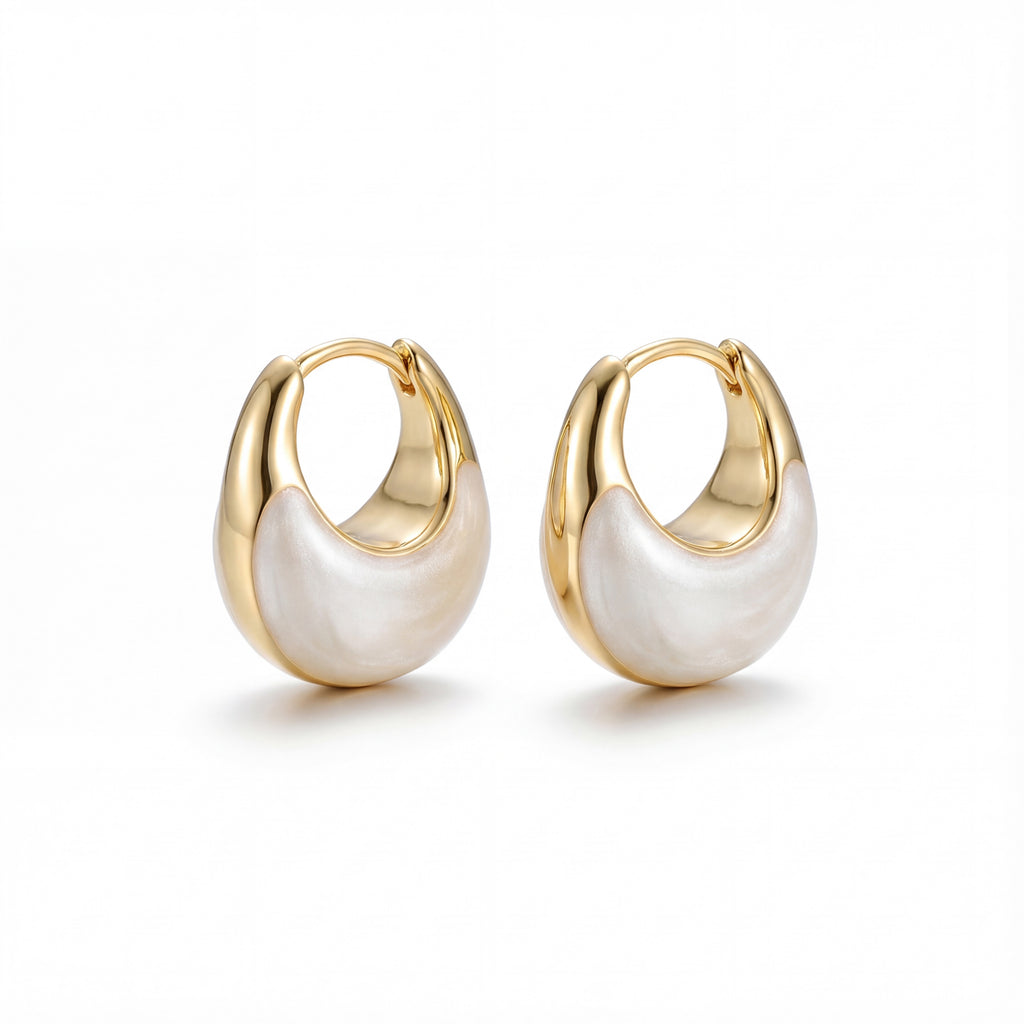 Korean Golden Crescent Marble Hoop : YUFSER293