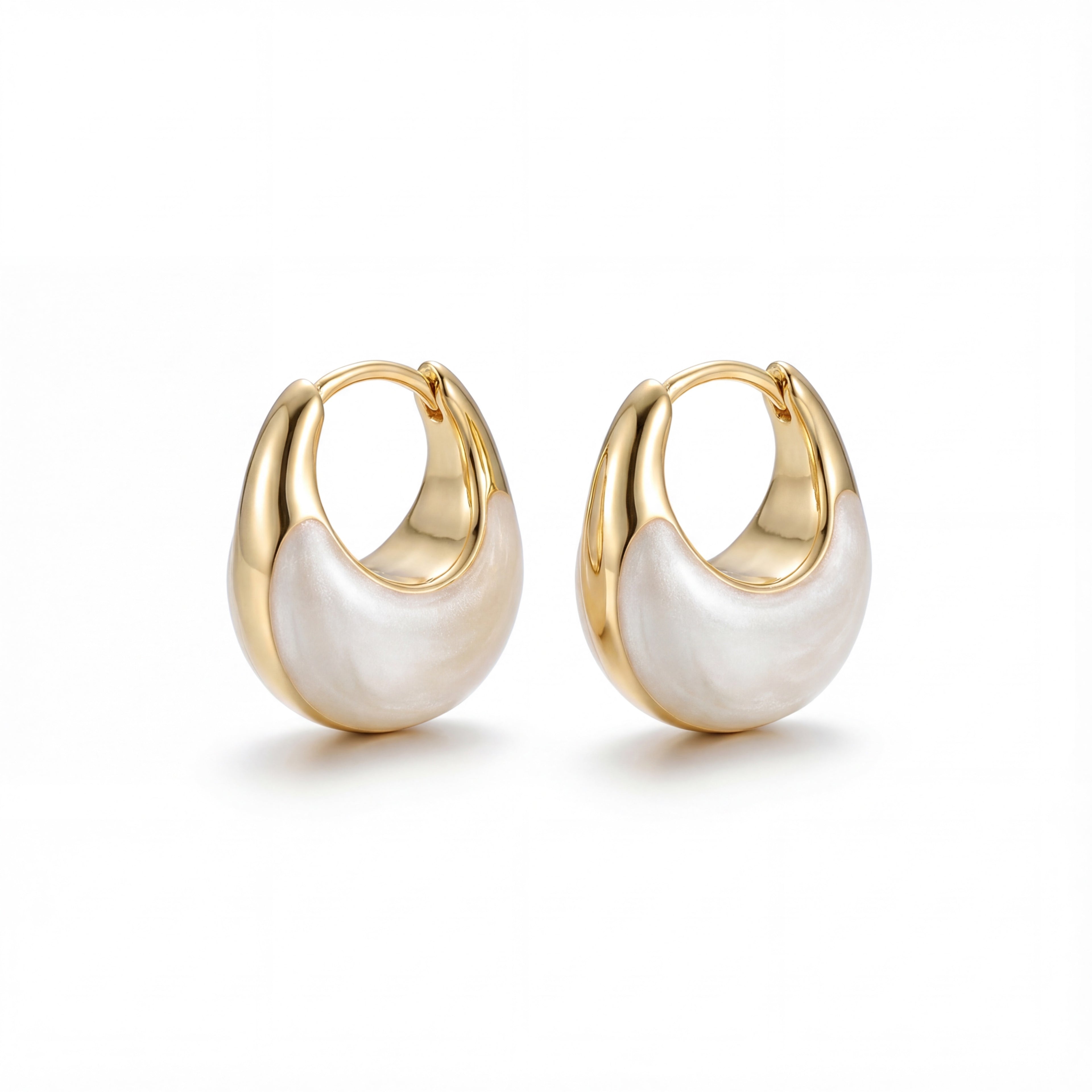 Korean Golden Crescent Marble Hoop : YUFSER293
